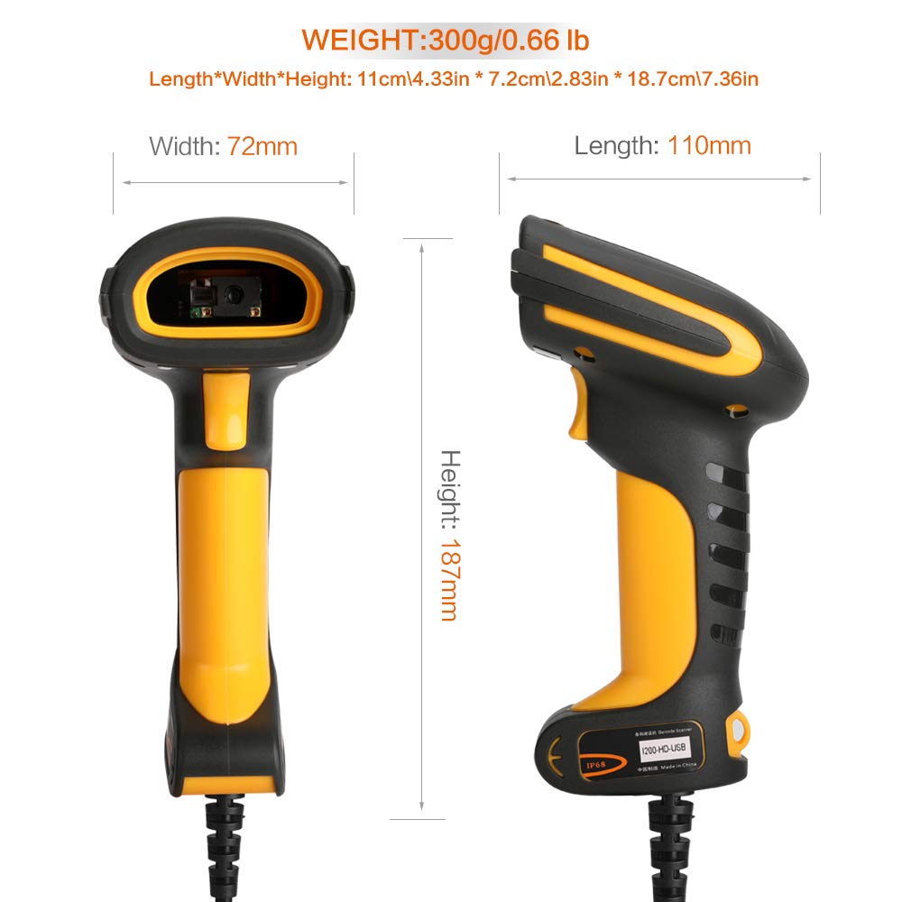 I200 Handheld 2D Barcode Scanner - USB Wired QR Code & 1D Barcode Reader for Retail, Supermarkets, Warehouses - Perfect for Inventory Management, POS Systems and Quick Checkout