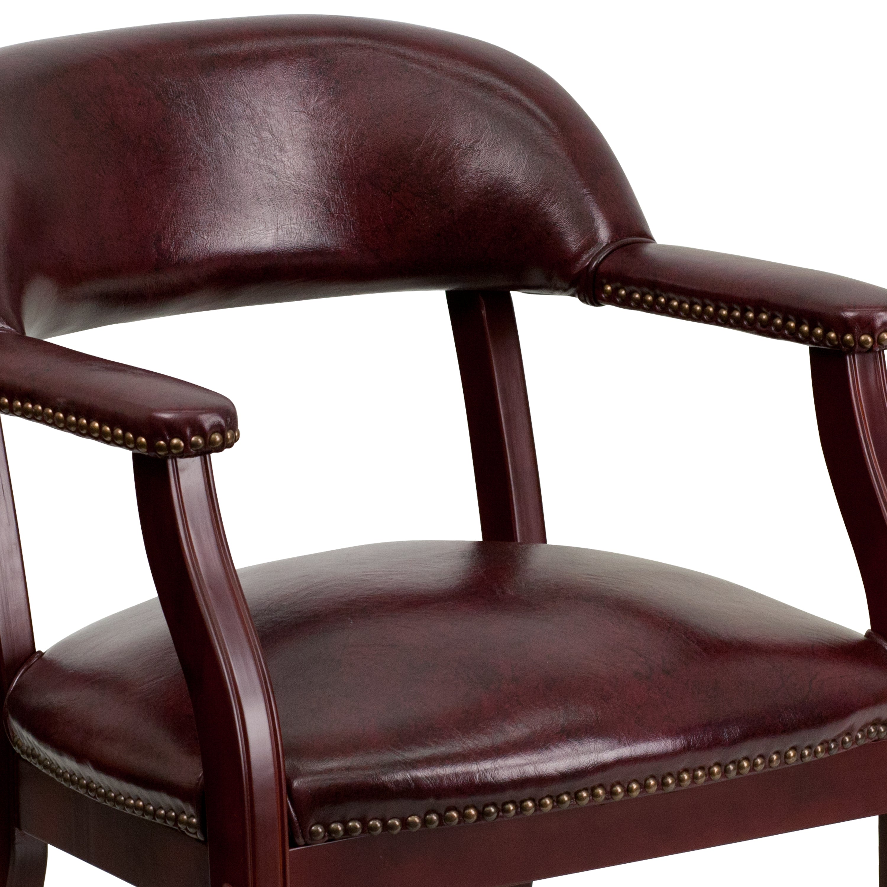 Premium Traditional Vinyl Conference Chair with Elegant Nailhead Trim - Perfect for Office Meetings, Executive Suites & Home Offices