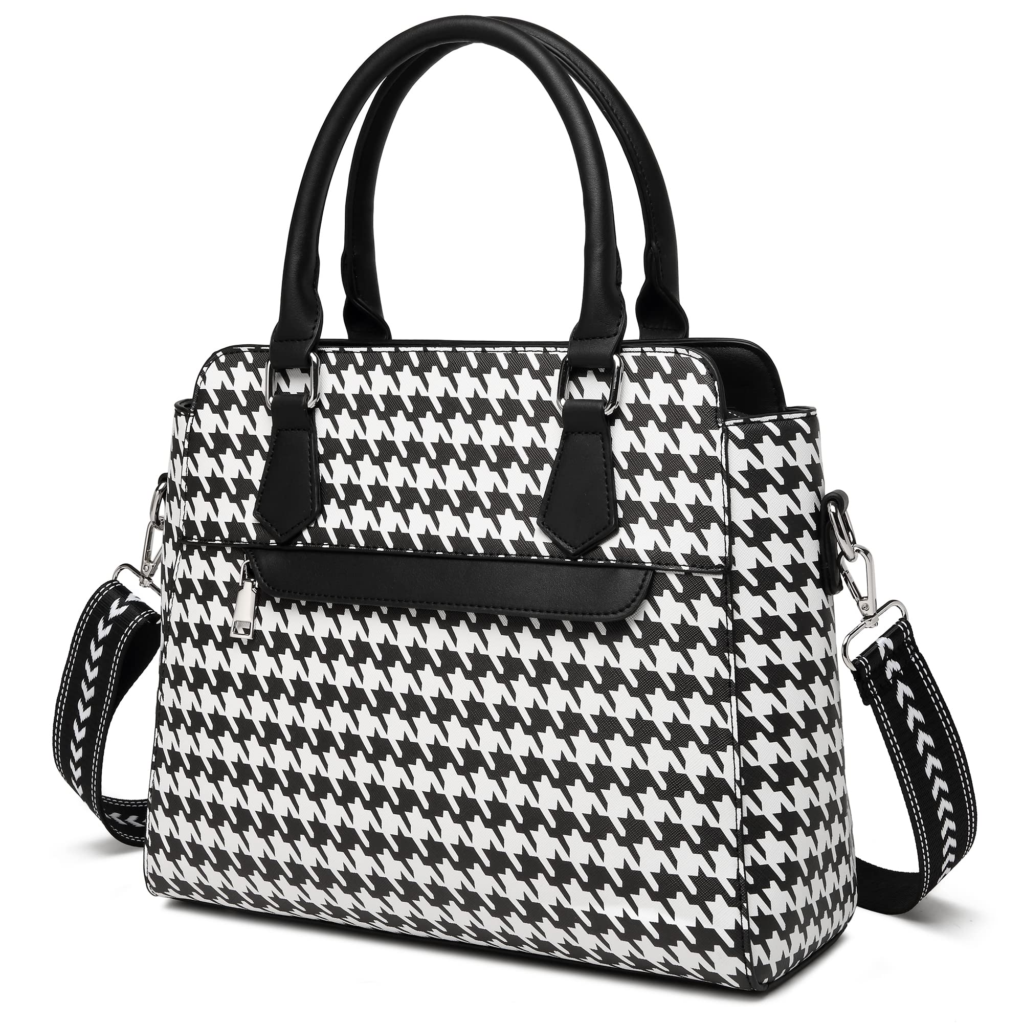 Stylish Large Tote Bag for Women - Trendy Designer Crossbody Purse & Shoulder Bag - Hobo Handbag in Black & White - Perfect for Work, Travel & Everyday Use