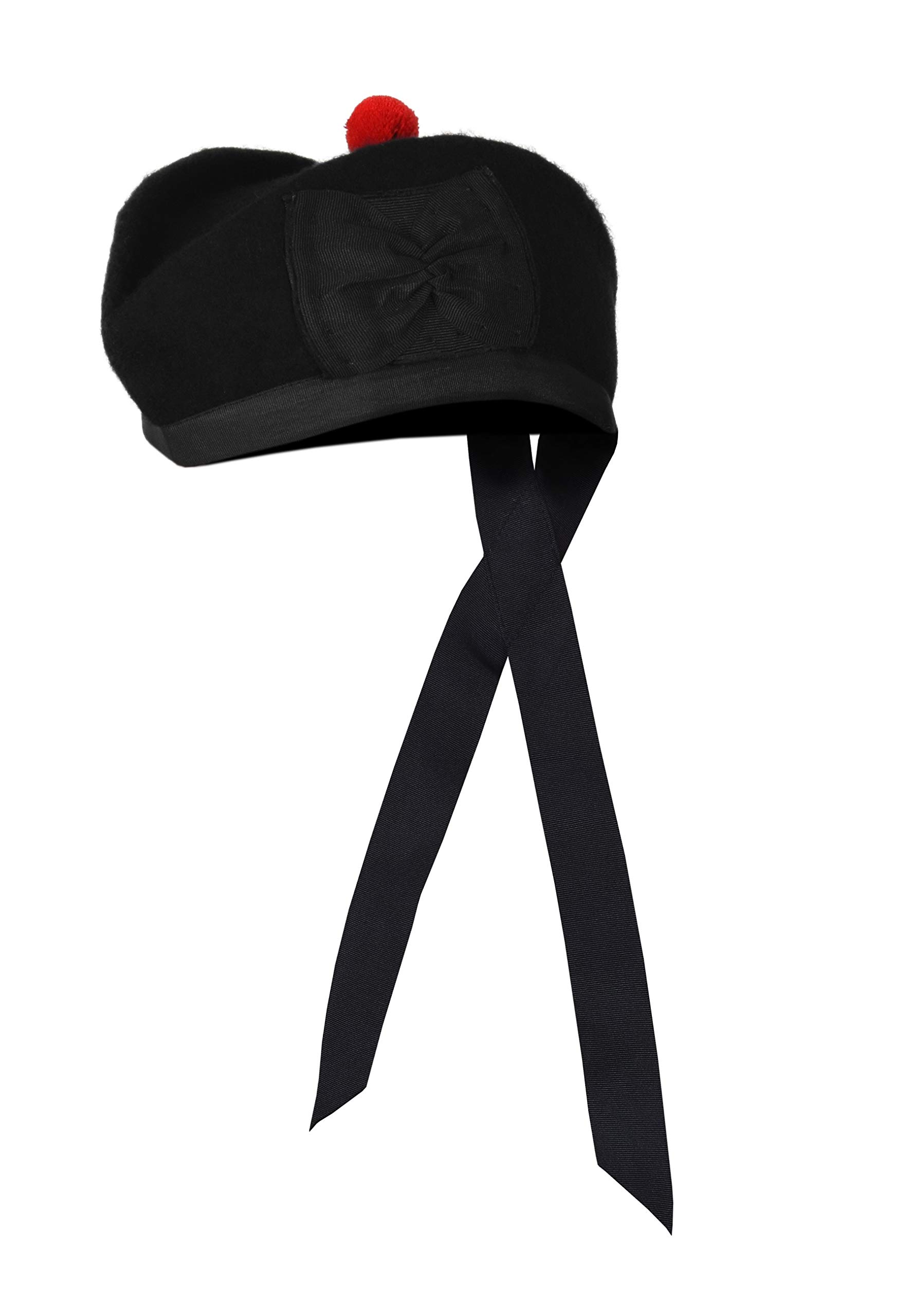 Traditional Scottish Wool Blend Glengarry Hat with Red Pompom & Side Bow – Perfect for Highland Dances, Weddings, and Cultural Events