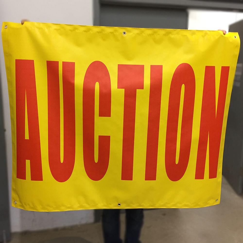 Red and Yellow Auction Banners 4ft - Custom Sizes Available for Outdoor Events, Flea Markets & Fundraisers