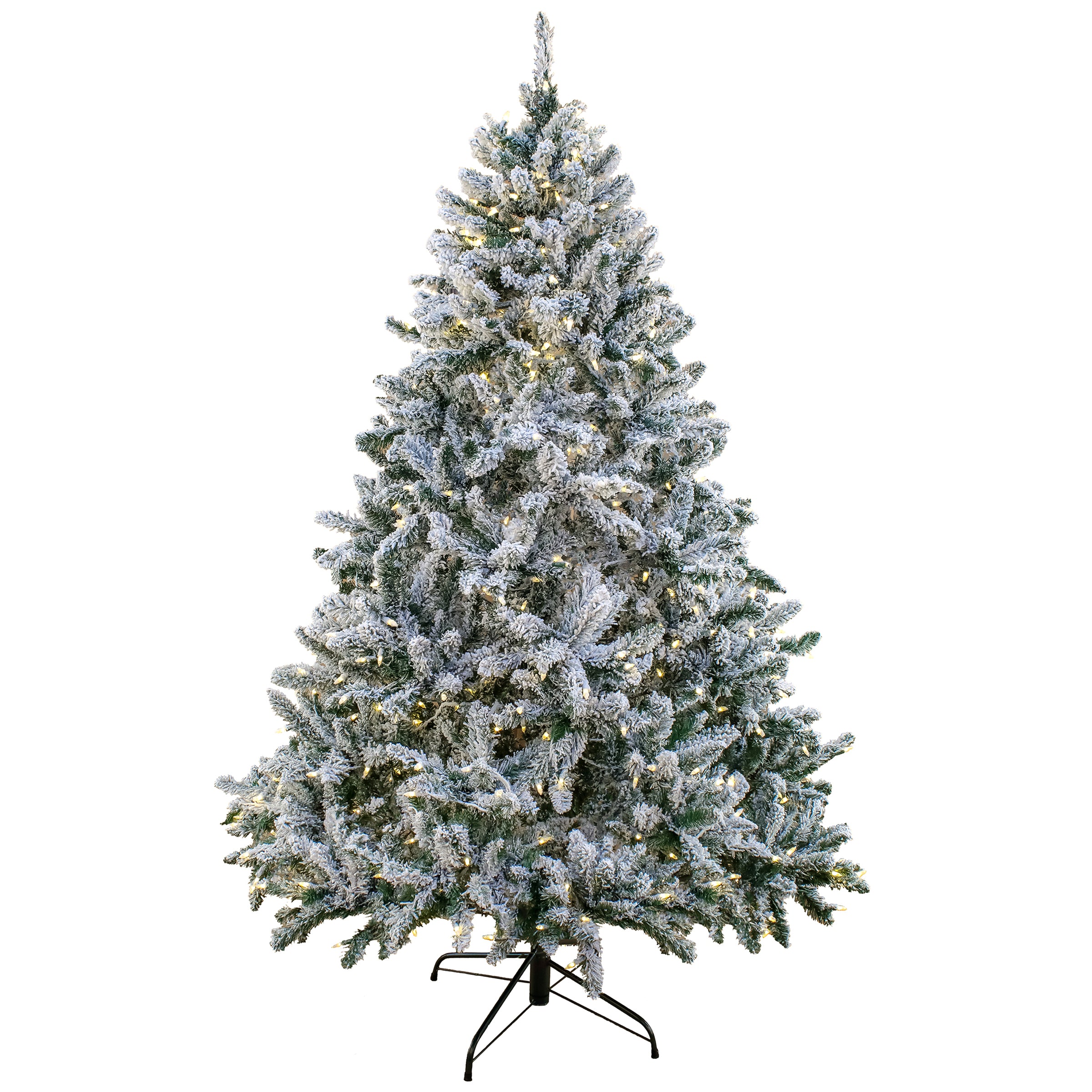 6.5 ft Pre-Lit Snowy Hudson Christmas Tree with PowerConnect Warm White LED Lights - Perfect for Holiday Home Decor, Office, and Festive Party Decorations