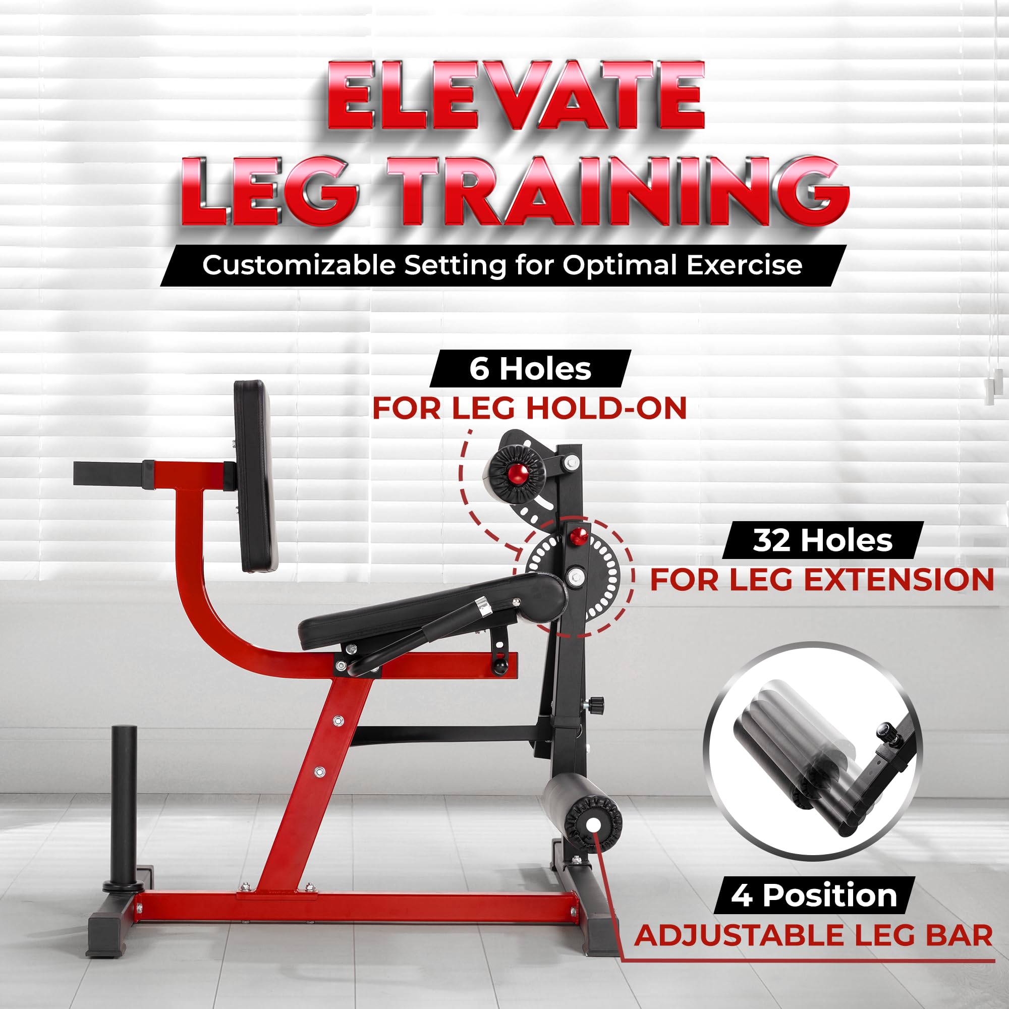 Yes4All Adjustable Leg Extension and Curl Machine with Plate Loaded - Home Gym Equipment for Thigh & Hamstring Workout - Perfect for Home Gym, Strength Training & Leg Day Exercises