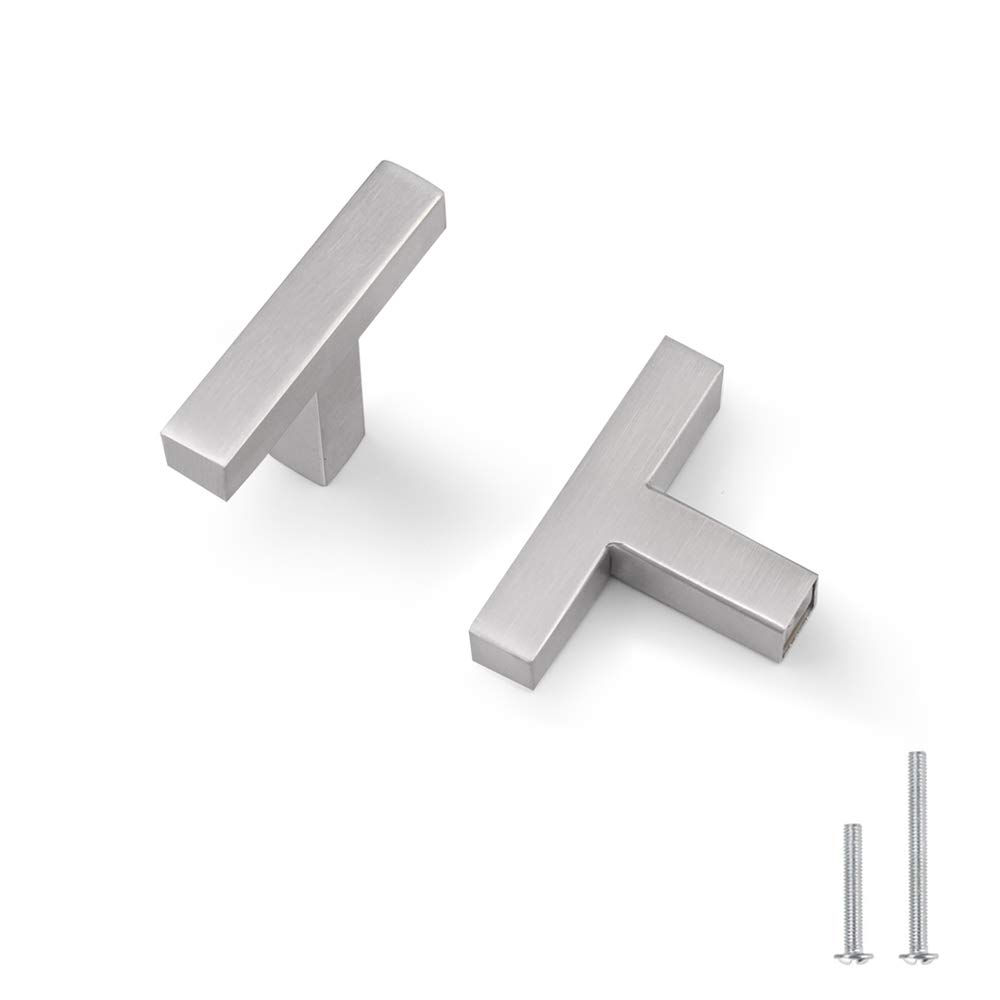 100 Pack Stainless Steel Cabinet Handles - 2 Inch Single Hole Drawer Pulls for Kitchen & Bathroom Cabinets - 50mm Square Modern Knobs - Perfect for Home Renovation and Furniture Upgrades