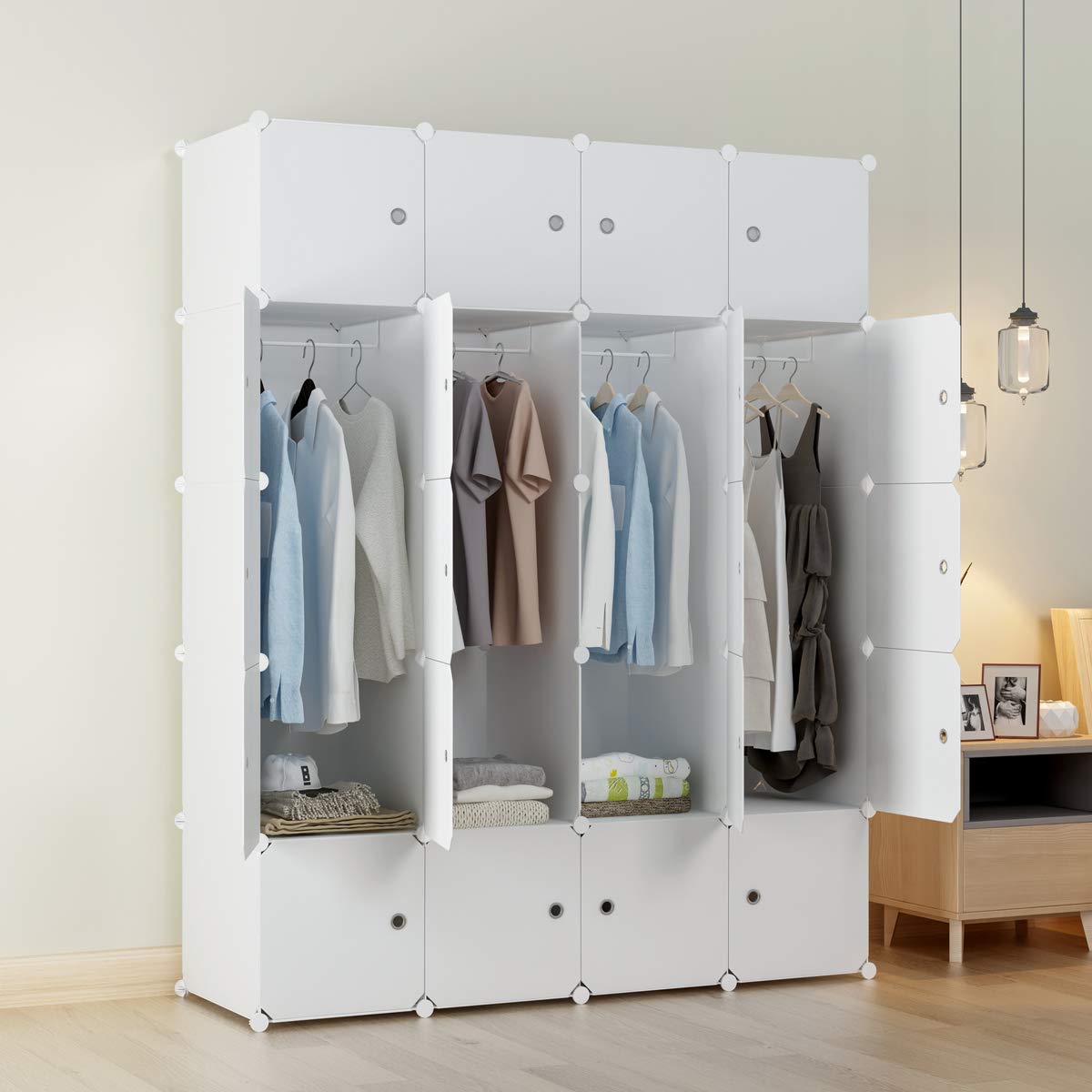 KOUSI Large Cube Storage Organizer - 14x18 Inch Depth (20 Cubes) for Closet, Dresser, Shelving & Toy Organization | White Storage Cabinet for Bedroom, Nursery & Playroom