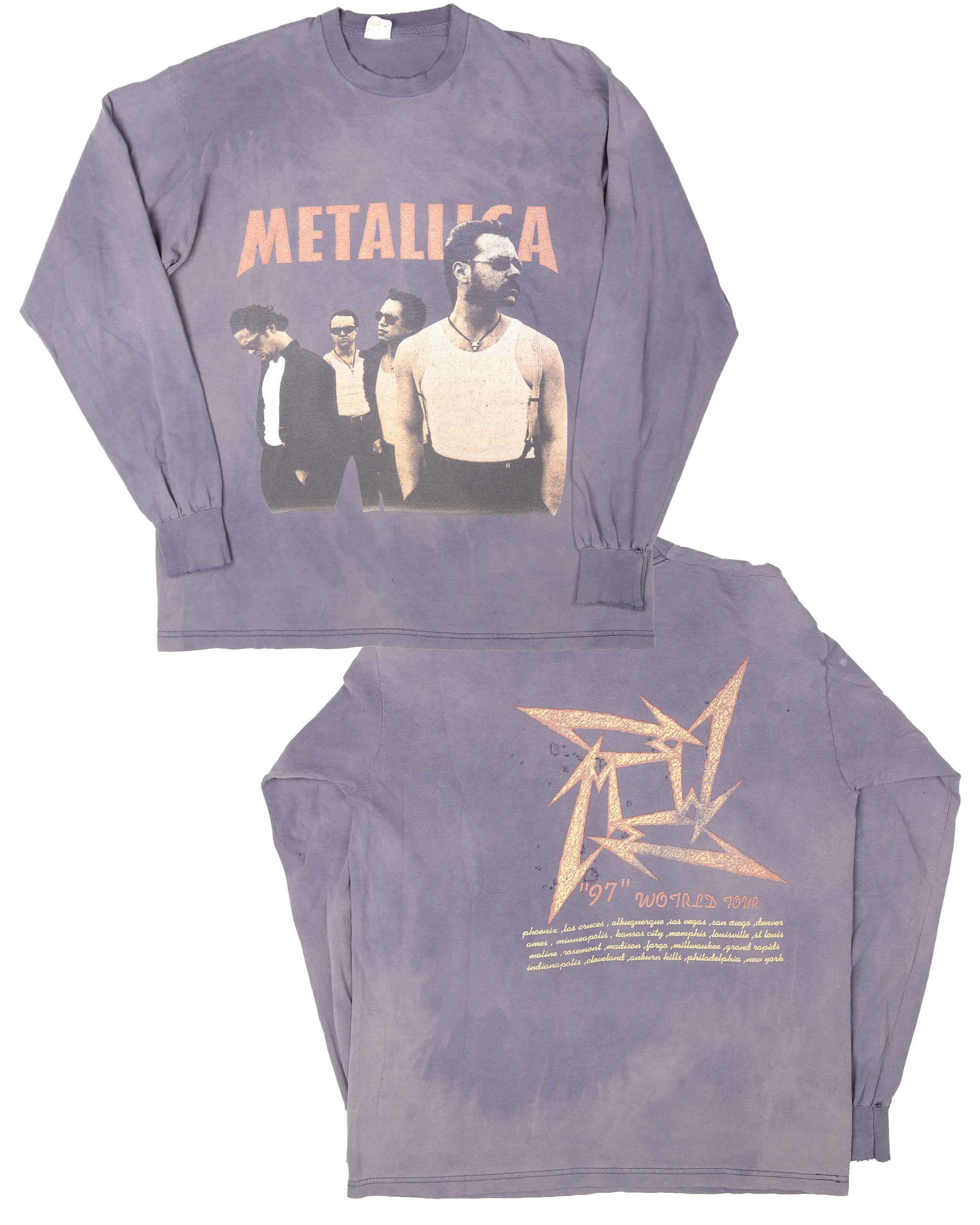 Vintage 1997 Metallica World Tour Long Sleeve T-Shirt | Official Band Merch | Rock Music Concert Tee | Perfect for Concerts, Gifts & Retro Fashion
