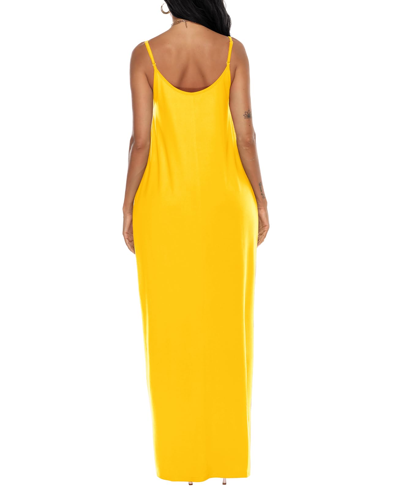 OFEEFAN Women's Summer Maxi Dress with Spaghetti Straps & Pockets - Flowy Long Dress for Beach, Vacation, and Casual Wear