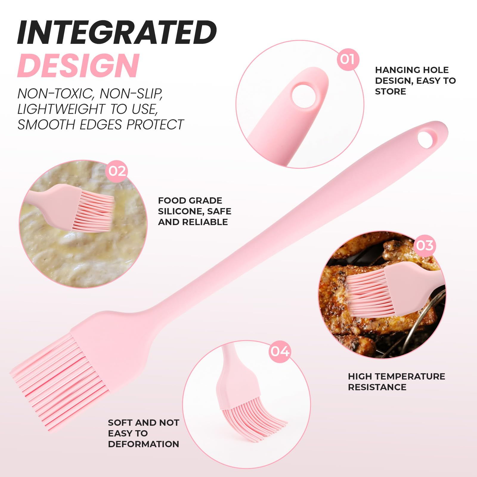 2 Pack Heat Resistant Silicone Basting Brushes for Cooking, Baking, Frying & BBQ - Non-Stick Kitchen Brushes for Butter, Sauce & Oil - Perfect for Grilling, Roasting & Pastry Making