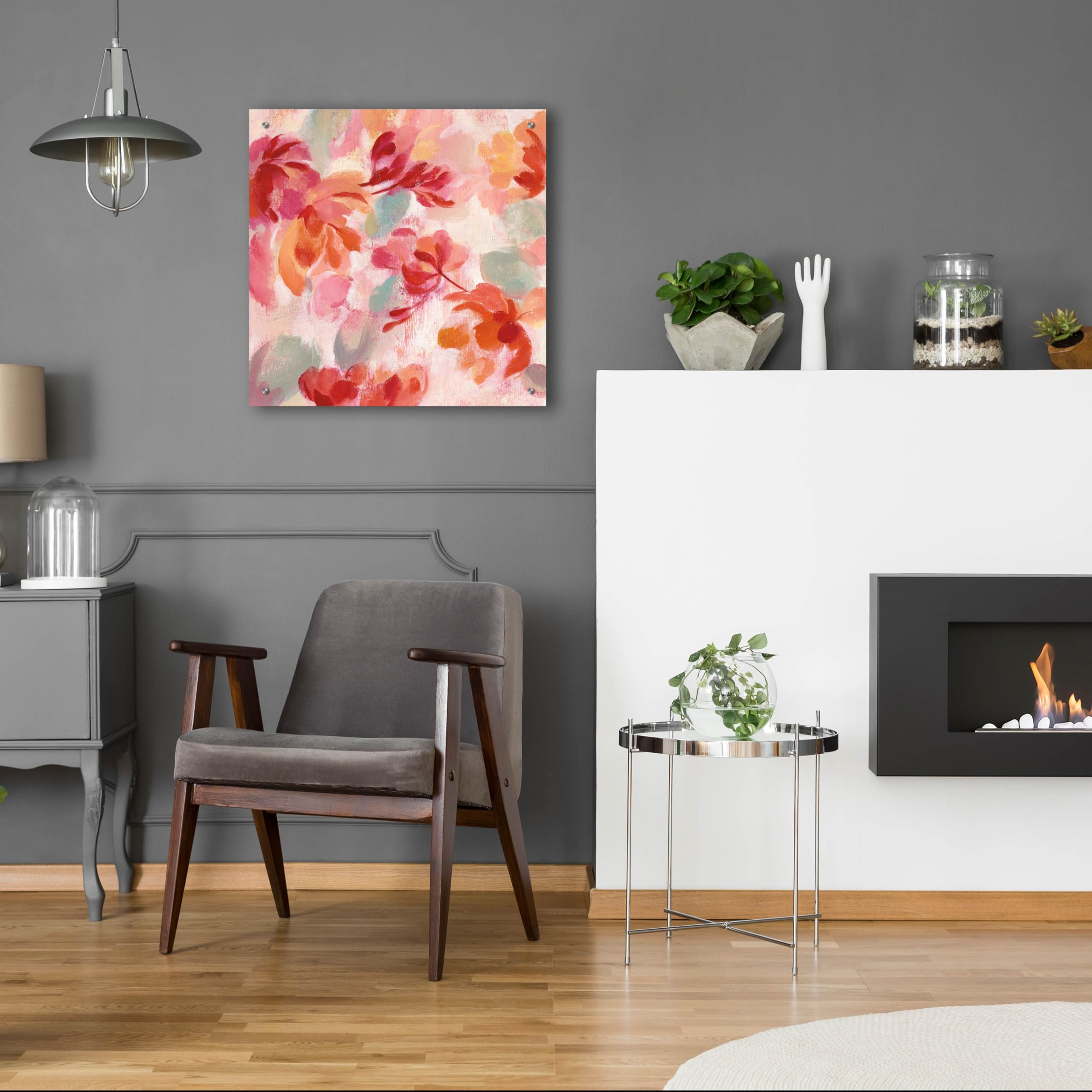 Silvia Vassileva 'Spring Galore II' Acrylic Glass Wall Art - 24x24 Inch Modern Abstract Painting for Living Room, Bedroom & Office Decor