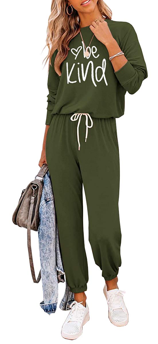 Women's 2-Piece Long Sleeve Sweatsuit Set - Soft Lounge Pajamas & Athletic Tracksuit for Workout, Yoga, and Home Relaxation | Comfortable Crewneck Jogger Outfit for Women