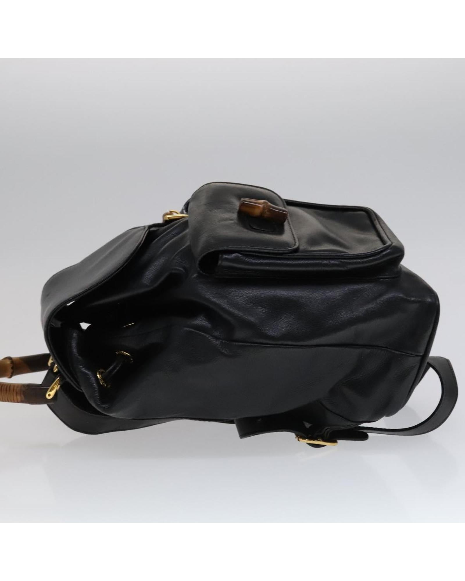 Premium Genuine Leather Backpack with Bamboo Handle - Stylish & Durable for Travel, Work & School