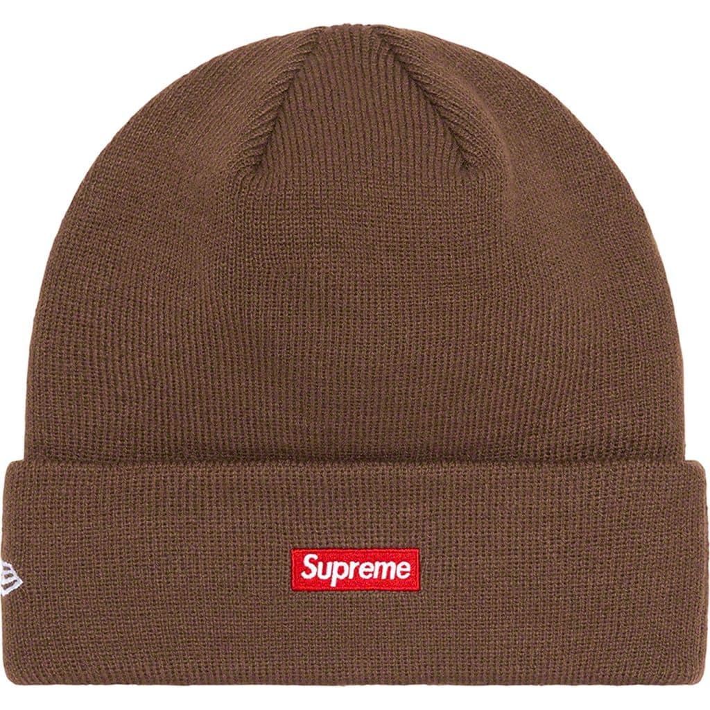 Supreme New Era S Logo Beanie - Brown Winter Hat for Men & Women - Warm Knit Skull Cap for Cold Weather, Streetwear Fashion, Urban Style