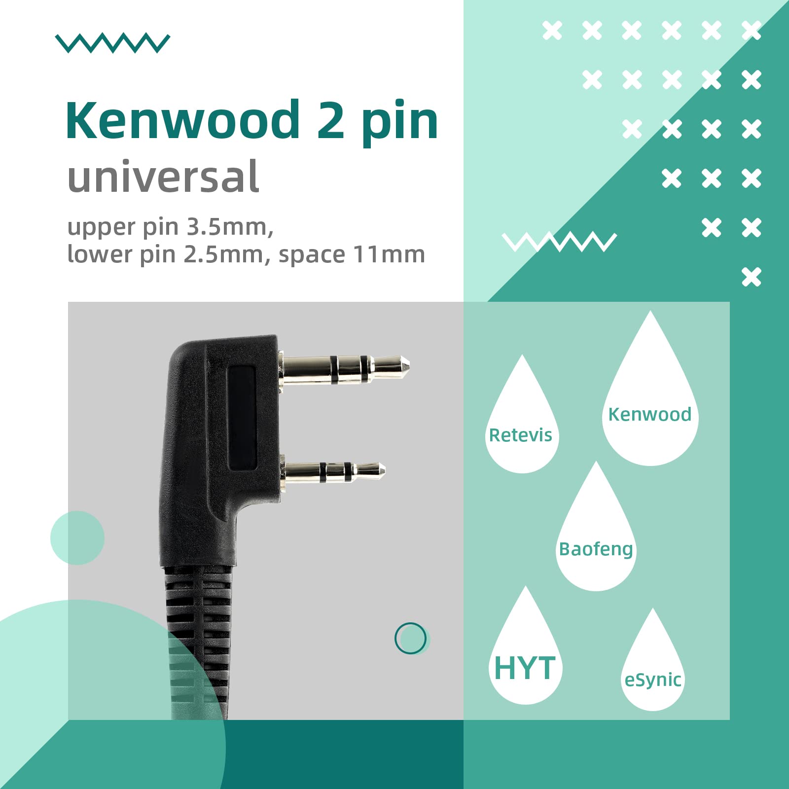 Retevis Hands-Free Walkie-Talkie Earpiece with Acoustic Tube & VOX - 2 Pin Connector - Compatible with RT22 RT68 RT21 H-777 RT86 RT27 RB45 Pxton SAMCOM Two-Way Radios - Security Radio Earpiece (4 Pack) - Ideal for Security Guards, Construction Workers & Event Staff