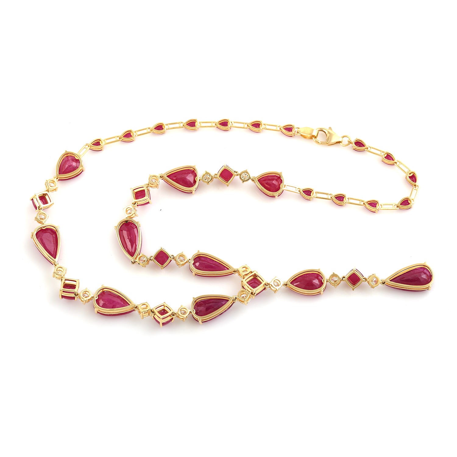 Faceted Natural Ruby Gemstone Choker Necklace in Solid 18K Yellow Gold - Elegant Wedding Gift for Bride, Anniversary & Special Occasions