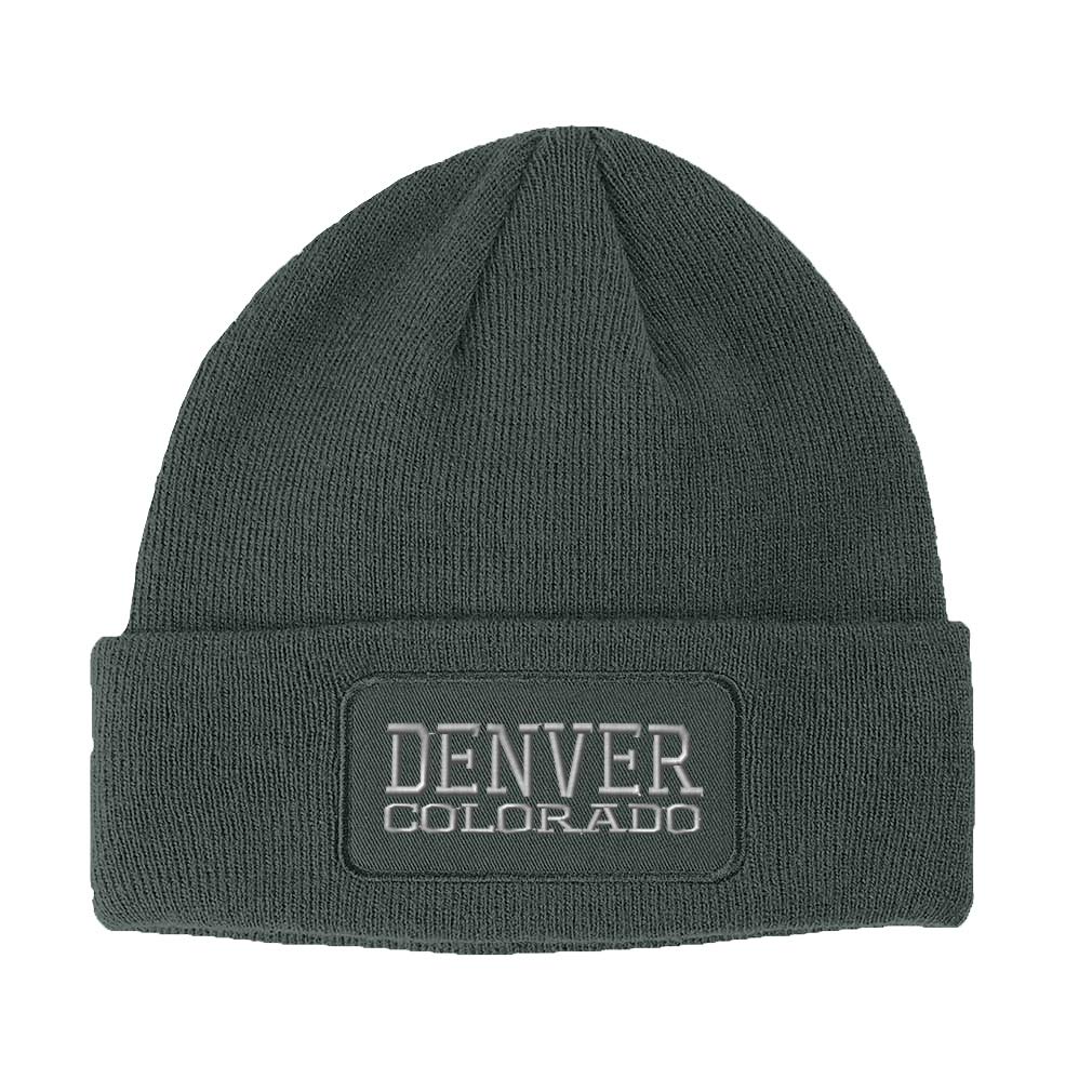 Custom Embroidered Patch Beanie Hat - Denver Colorado United States - Acrylic Knit Winter Cap for Men & Women - Perfect for Skiing, Snowboarding & Outdoor Activities