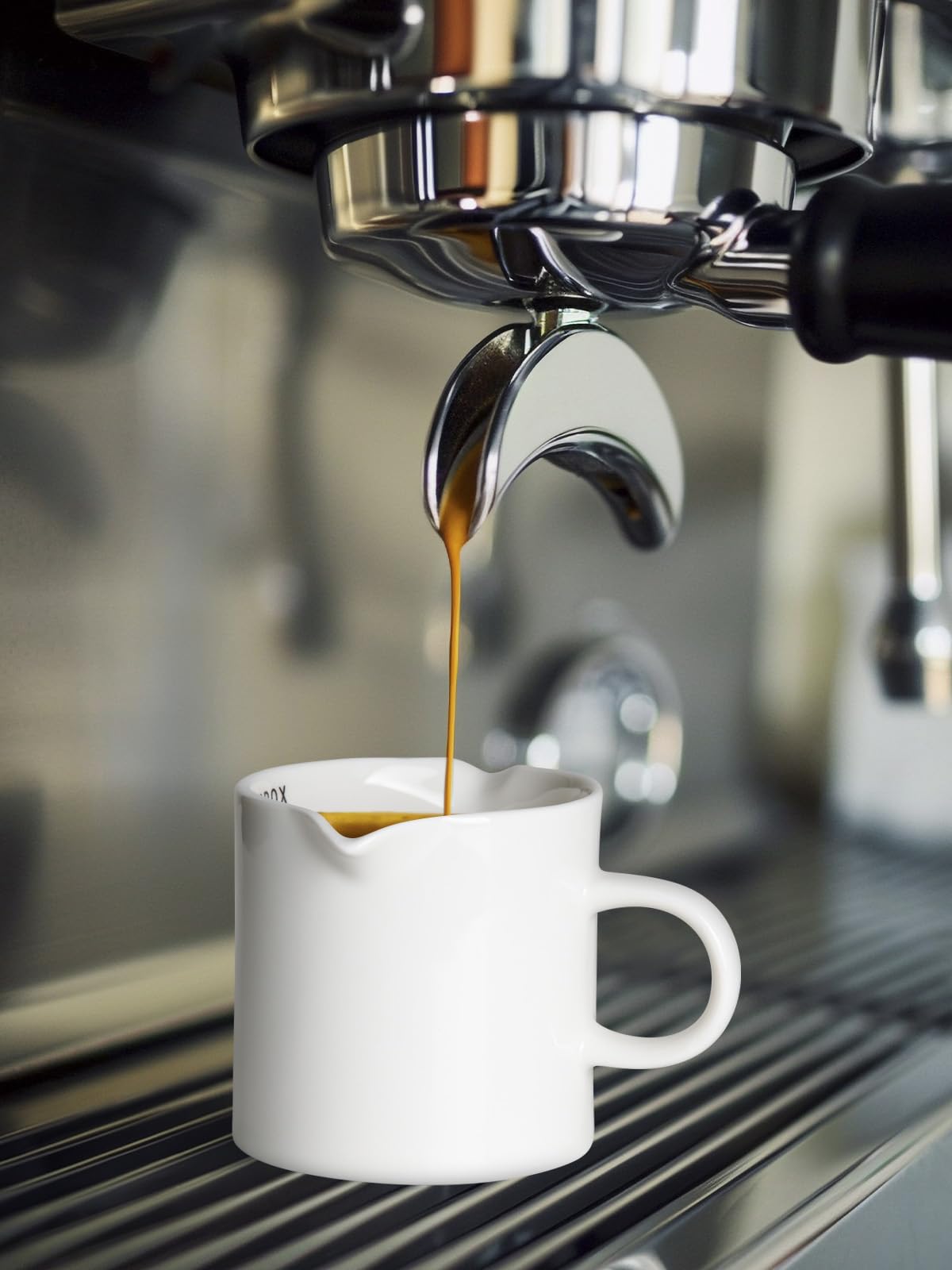 5 OZ Ceramic Espresso Cups with Double Spouts & Handle - Small Coffee Mugs with Measuring for Espresso Machines - Perfect for Lattes, Cappuccinos & Milk Syrup at Home Cafes
