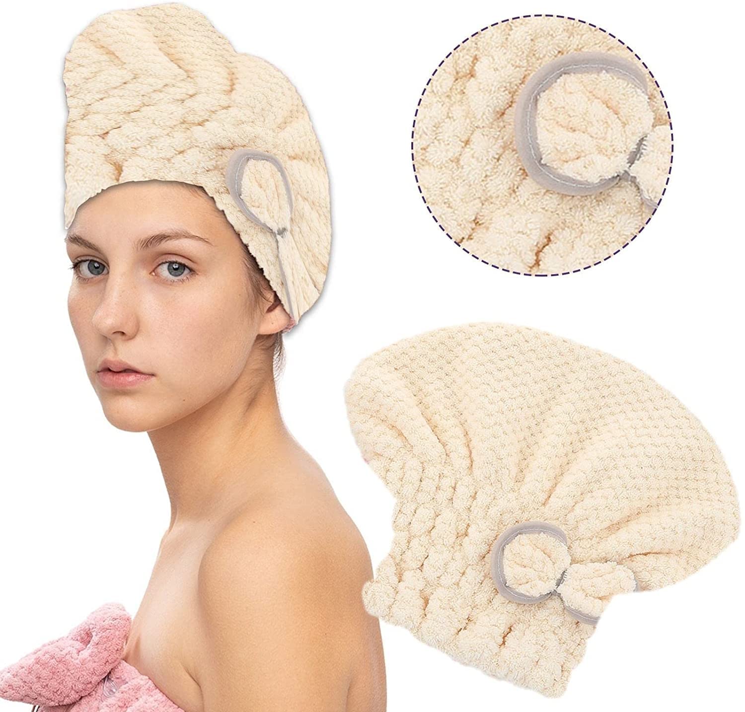 Microfiber Hair Towel Wrap for Women & Girls - Super Absorbent Quick Dry Hair Towel with Bow-Knot - 1/7 Pc Set (Color F, 1Pc) - Perfect for Shower, Swimming & Salon Styling