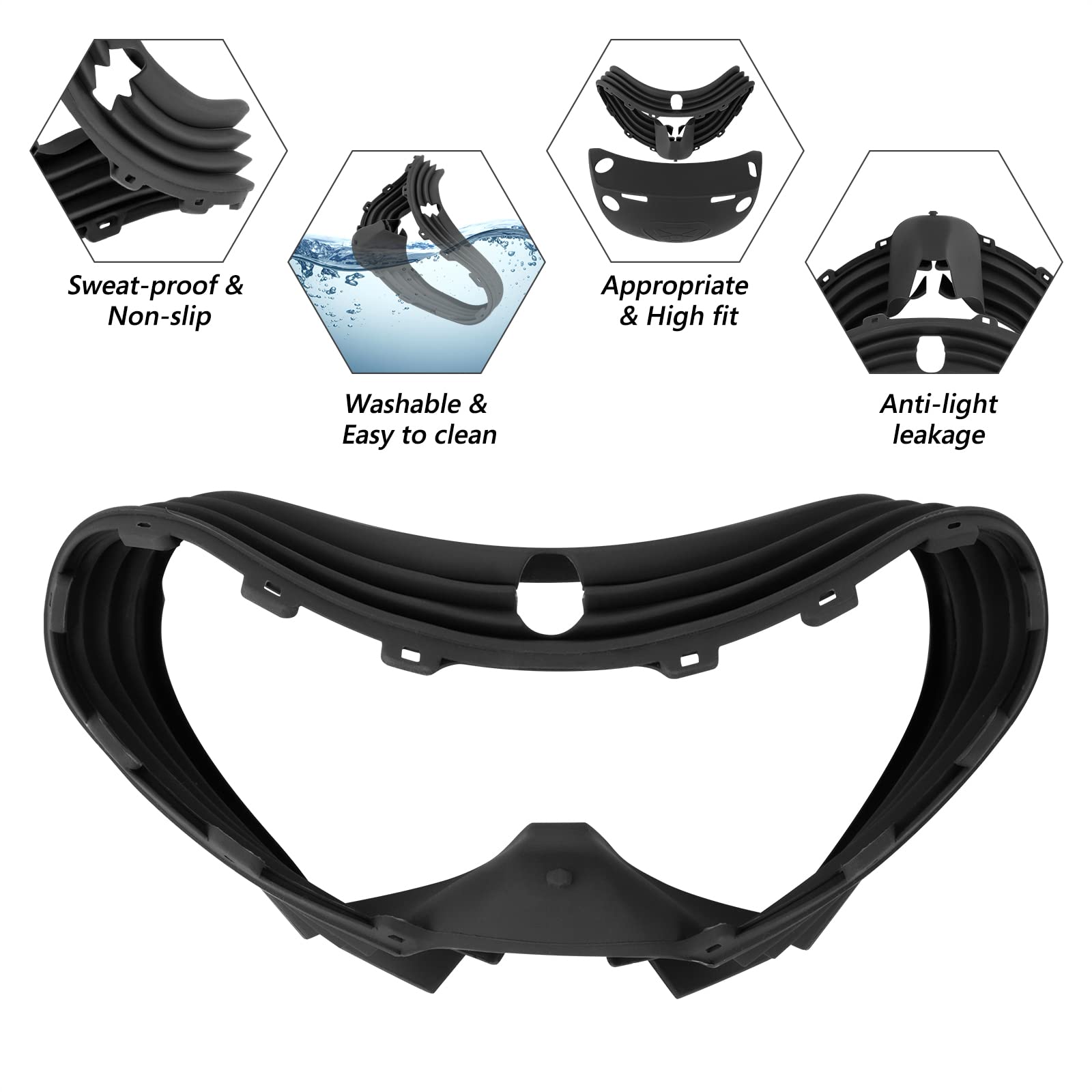 Geekria Silicone Protective Cover for PS VR2 Headset, Playstation VR 2 - Full Protection Soft Silicone Case - Gaming Accessories (Black) - Perfect for VR Gaming, Travel & Storage Protection