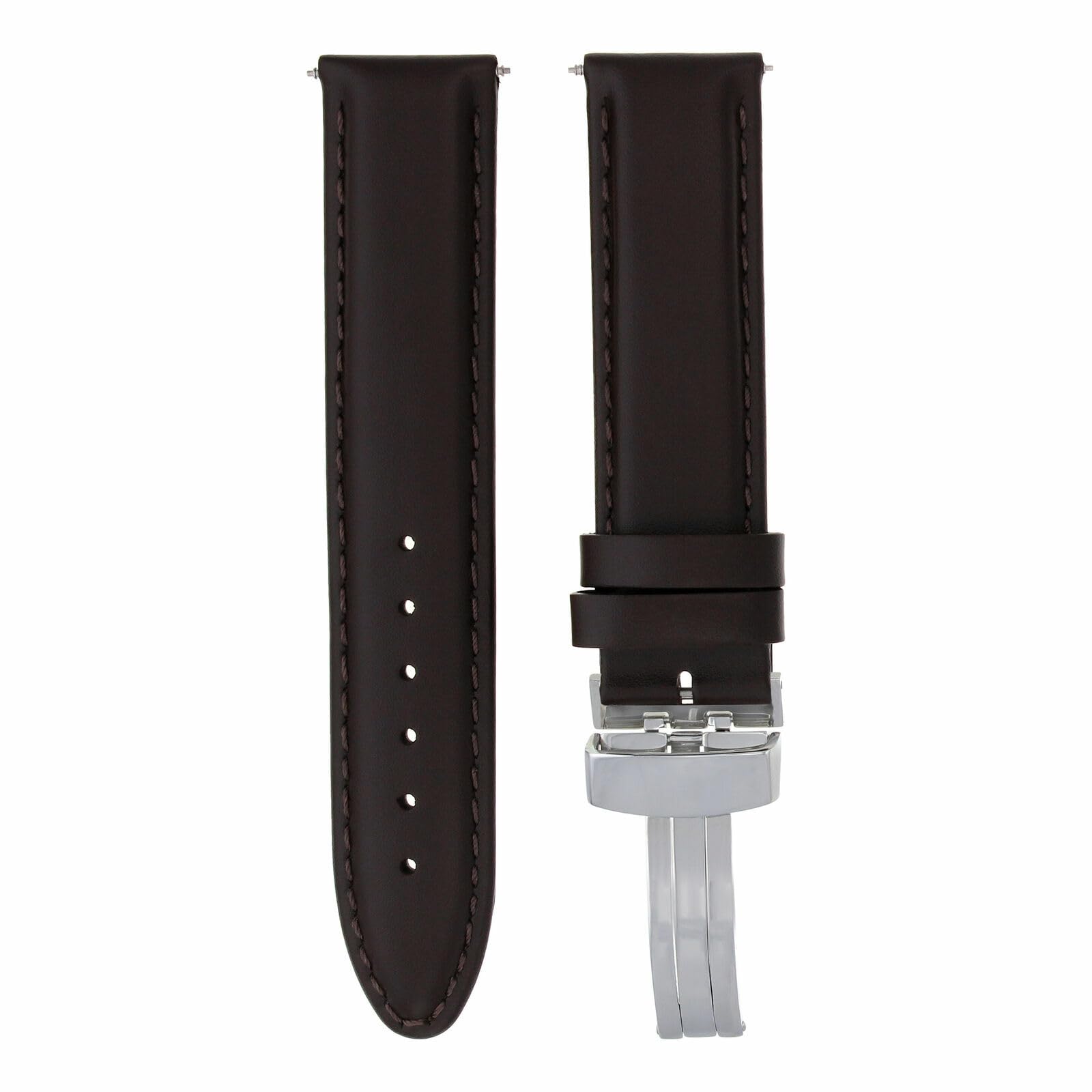 24mm Smooth Leather Watch Band Strap - Waterproof & Durable Replacement Strap for Kenneth Cole Watches - Dark Brown Watch Accessory for Men & Women - Perfect for Daily Wear, Business & Casual Occasions