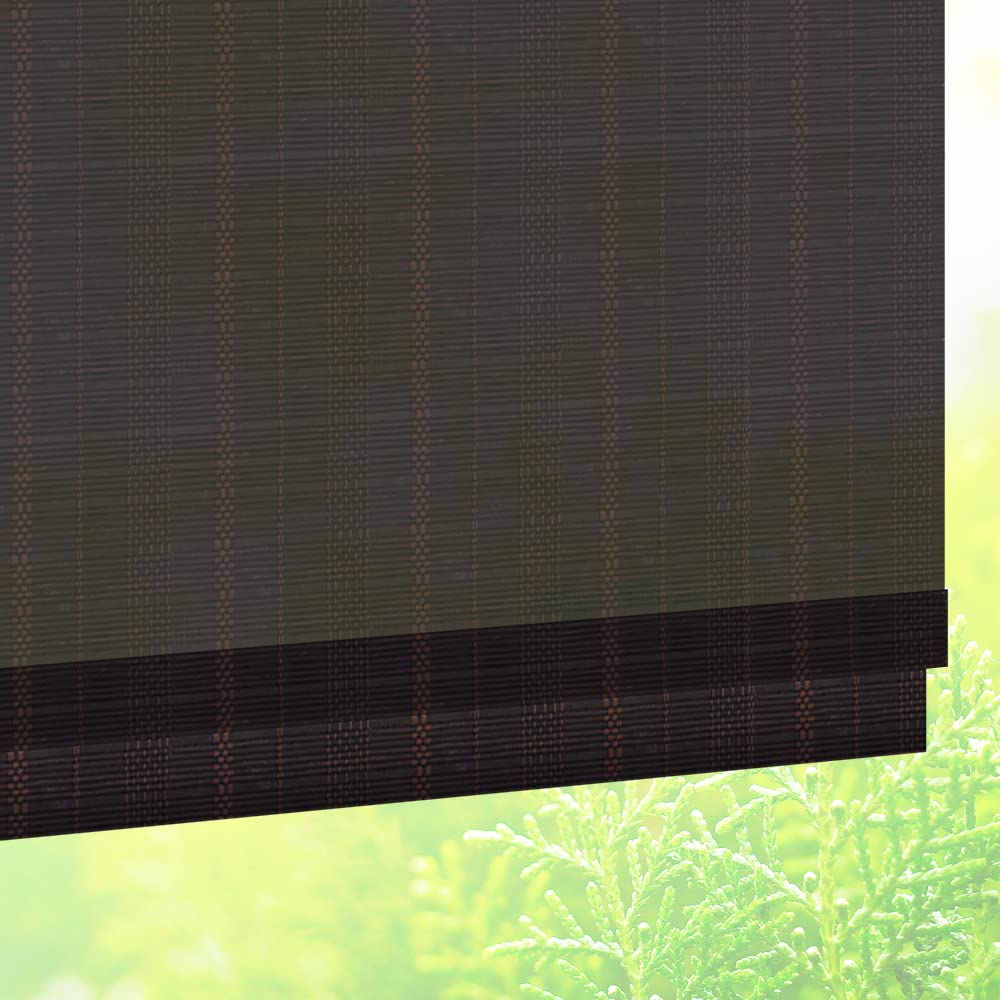 Custom Wood Roman Shades - Cordless Bamboo Lined Blackout Window Blinds for Home & Office (Black Coffee) | Perfect for Living Room, Bedroom, and Privacy Protection