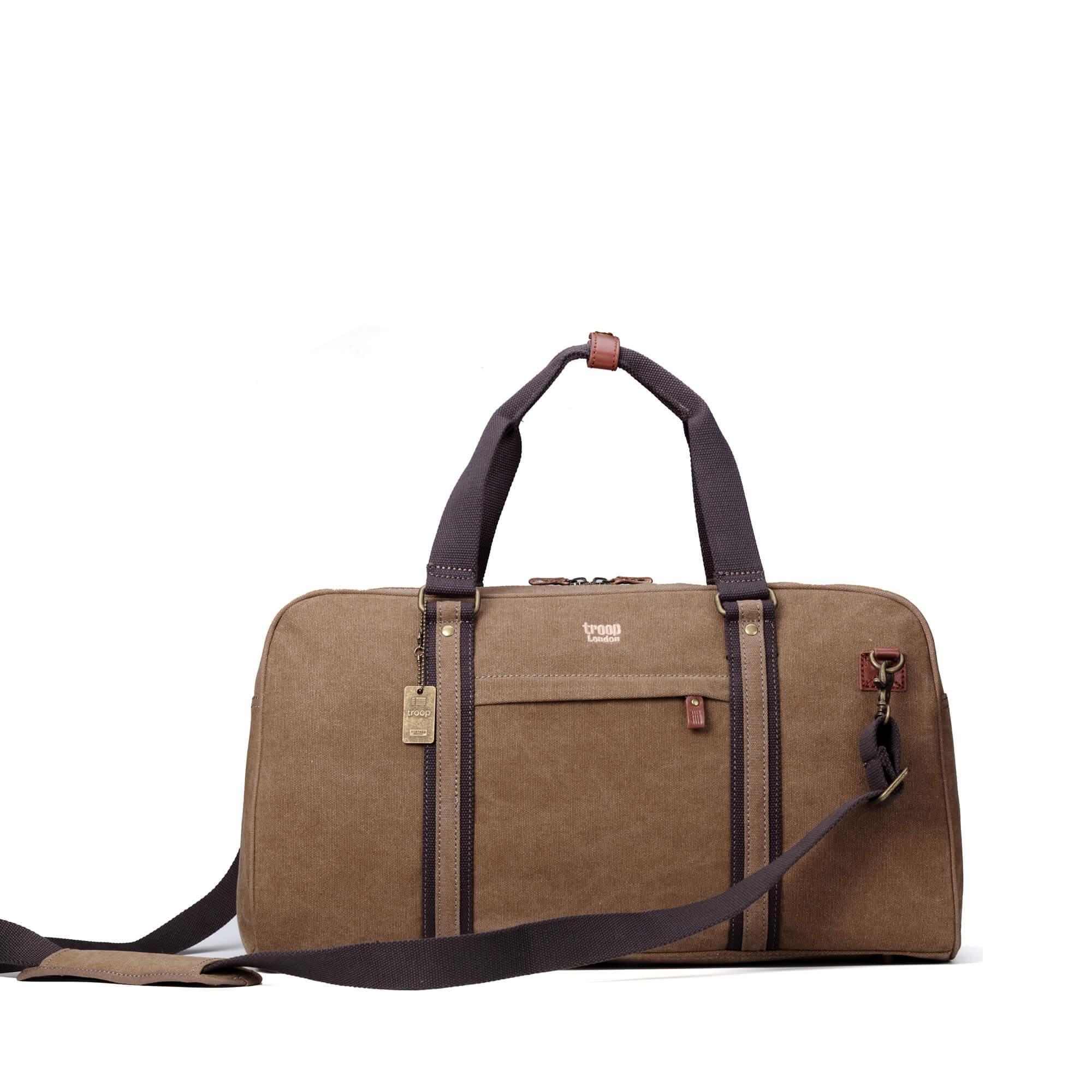 TRP0389 Troop London Classic Canvas Travel Duffel Bag - Large Waterproof Holdall for Gym, Weekend Getaways & Air Travel | Durable Carry-On Luggage for Men & Women
