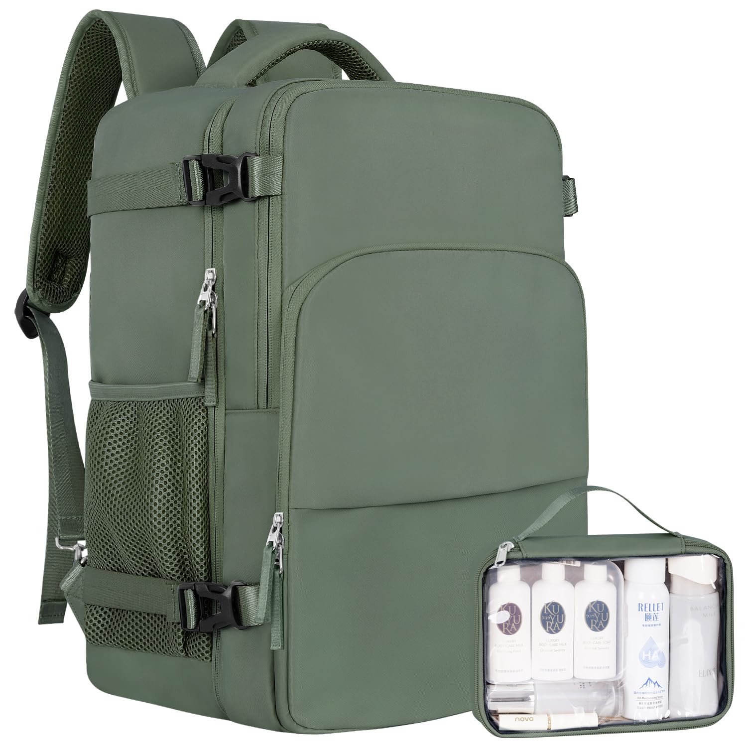 TSA Approved 17.3 Inch Waterproof Travel Backpack for Men & Women - Flight Carry On Laptop Backpack with Multiple Pockets, Army Green - Perfect for Business Trips, College, Hiking & Airplane Travel