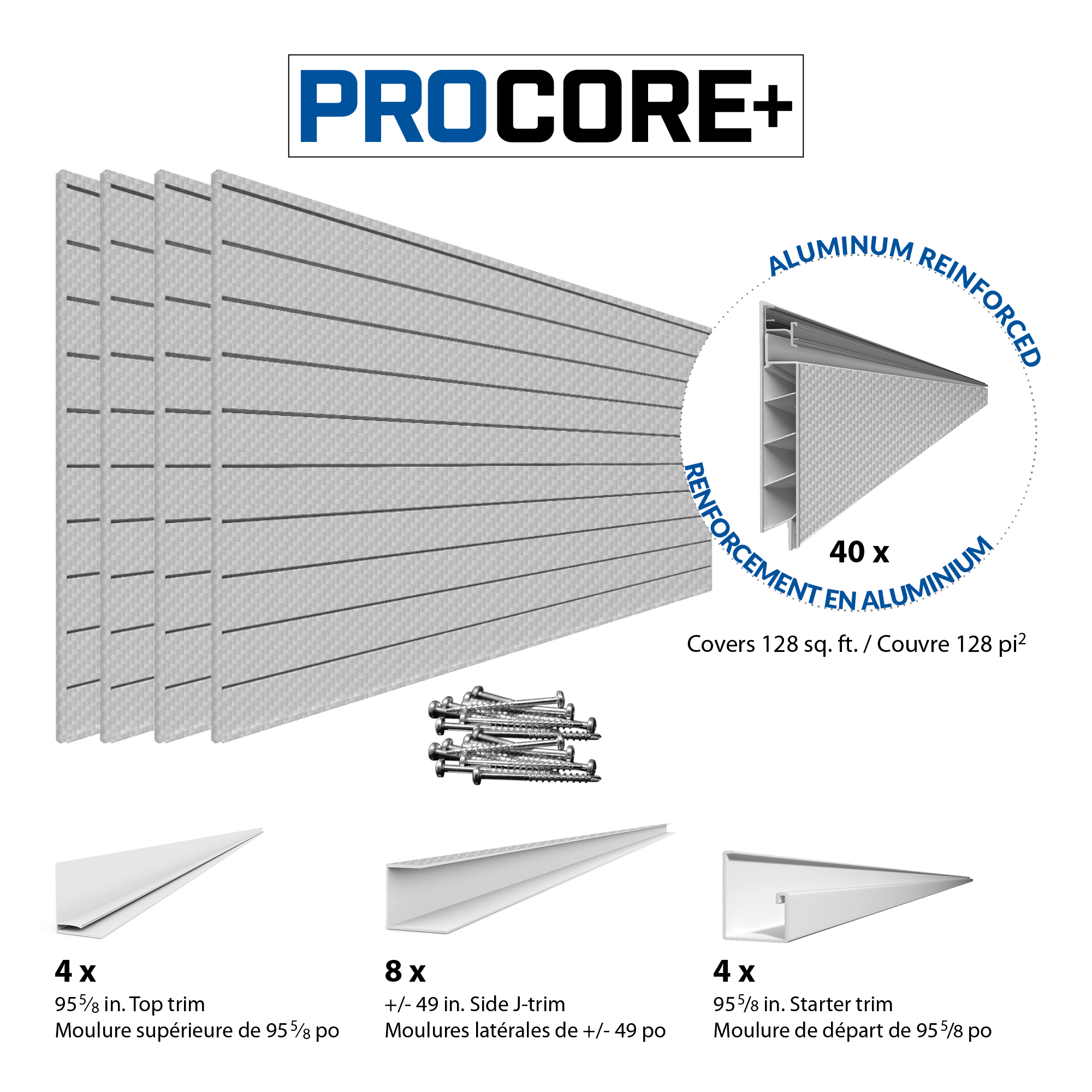4 Pack 8ft x 4ft Silver Grey Carbon Fiber PVC Slatwall Panels - 128 Sq Ft Wall Display System for Retail Stores, Garages & Home Organization