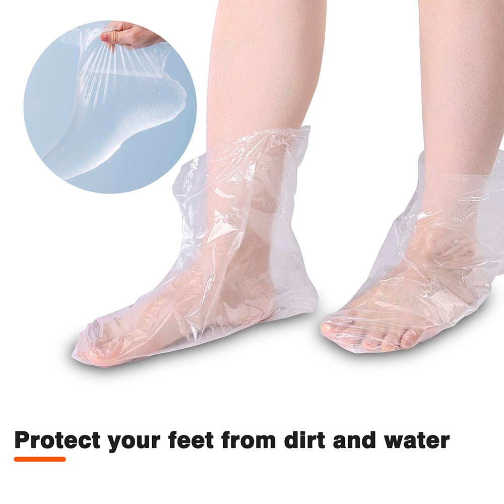 TheLAShop Disposable Plastic Foot Booties for Spa, Pedicure & Foot Massage - 200 Count Pack - Perfect for Home Spa, Salon & Professional Use