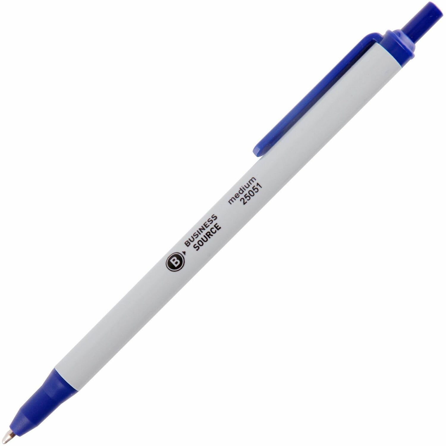 Business Source Retractable Ballpoint Pens - 12 Pack Blue Ink Pens for Office, School & Home Use - Smooth Writing Refillable Pens for Professionals & Students