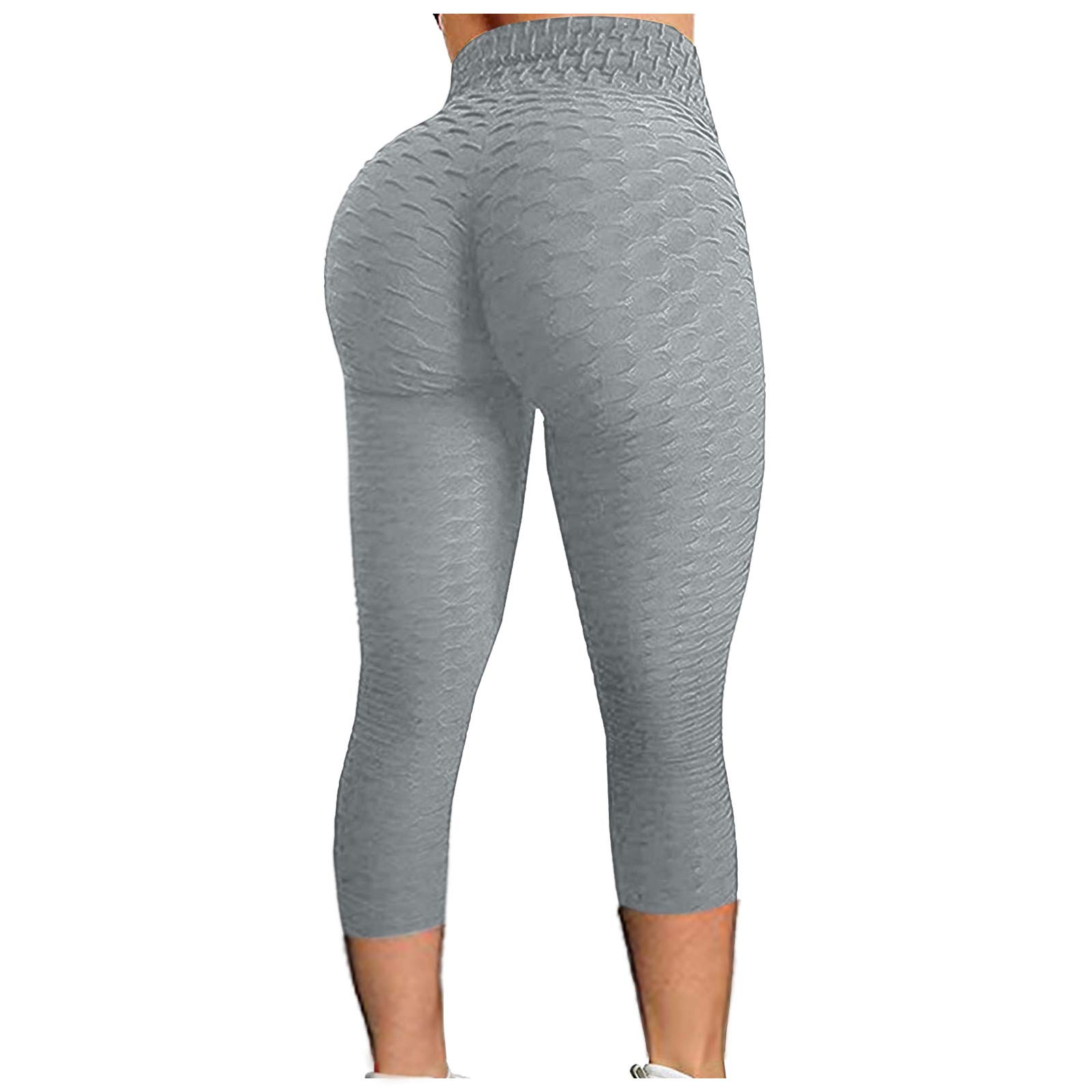 Forwelly Women's High Waist 3/4 Length Yoga Pants - Stretchy Workout Leggings with Tummy Control & Hip Lifting for Running, Gym & Lounge Wear
