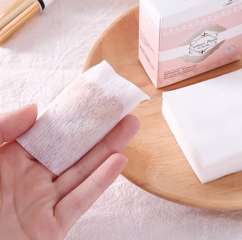 MAPPERZ 80-Pack Natural Square Cotton Pads | Double-Sided Water-Saving Soft Makeup Remover Pads | Gentle Facial & Eye Makeup Removal | Eco-Friendly Cosmetic Cotton Puffs for Daily Skincare & Travel