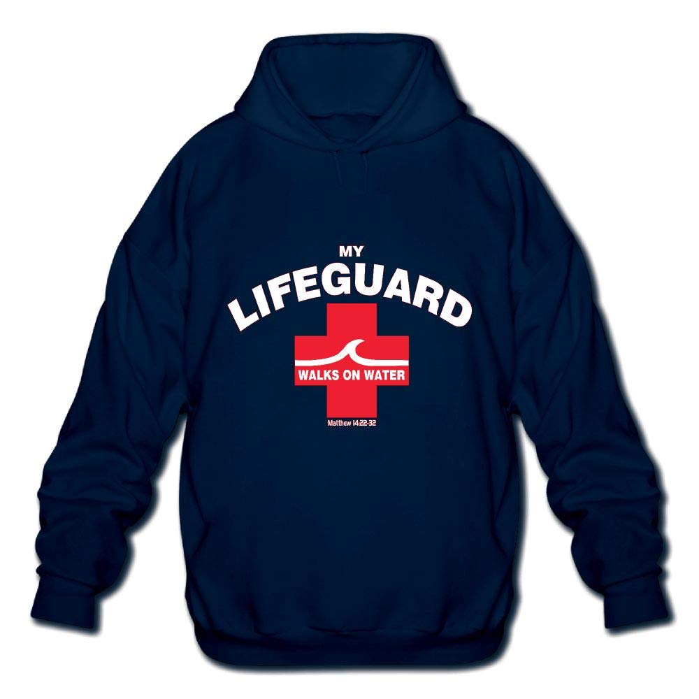 My Lifeguard Walks On Water Men's Printed Hooded Sweatshirt - Funny Beach Hoodie for Surfers, Swimmers & Lifeguards | Perfect for Pool Parties, Beach Trips & Water Sports