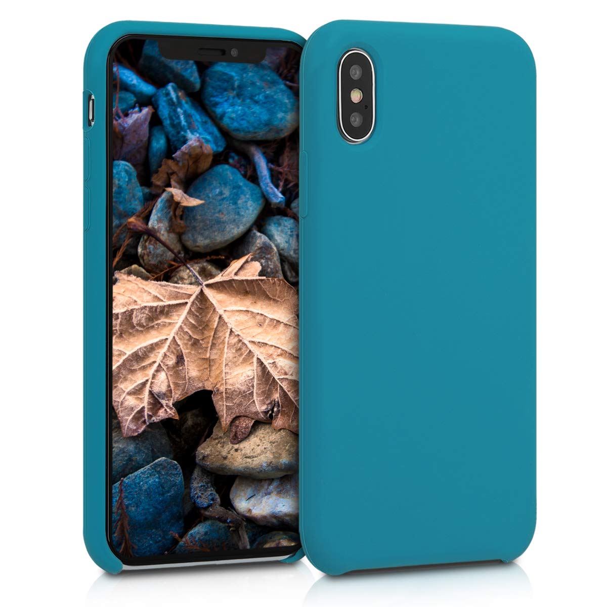 kwmobile TPU Silicone Case for Apple iPhone X - Soft Matte Finish, Shockproof & Slim Protective Cover - Teal Green | Perfect for Everyday Use, Work & Travel Protection