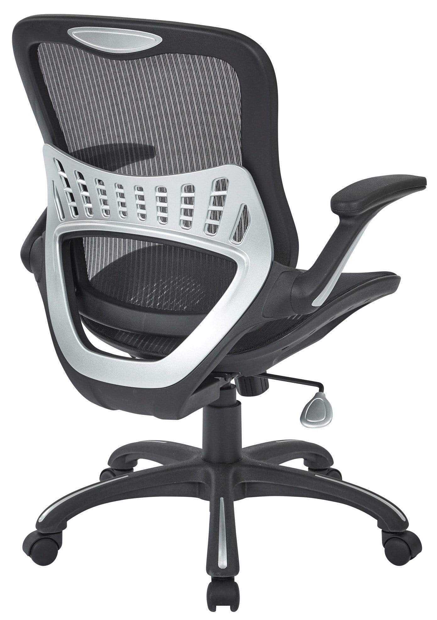 Work Smart™ Black Mesh Manager’s Office Chair with Adjustable Height and Lumbar Support - Ergonomic Desk Chair for Home Office, Conference Room, or Executive Workspace
