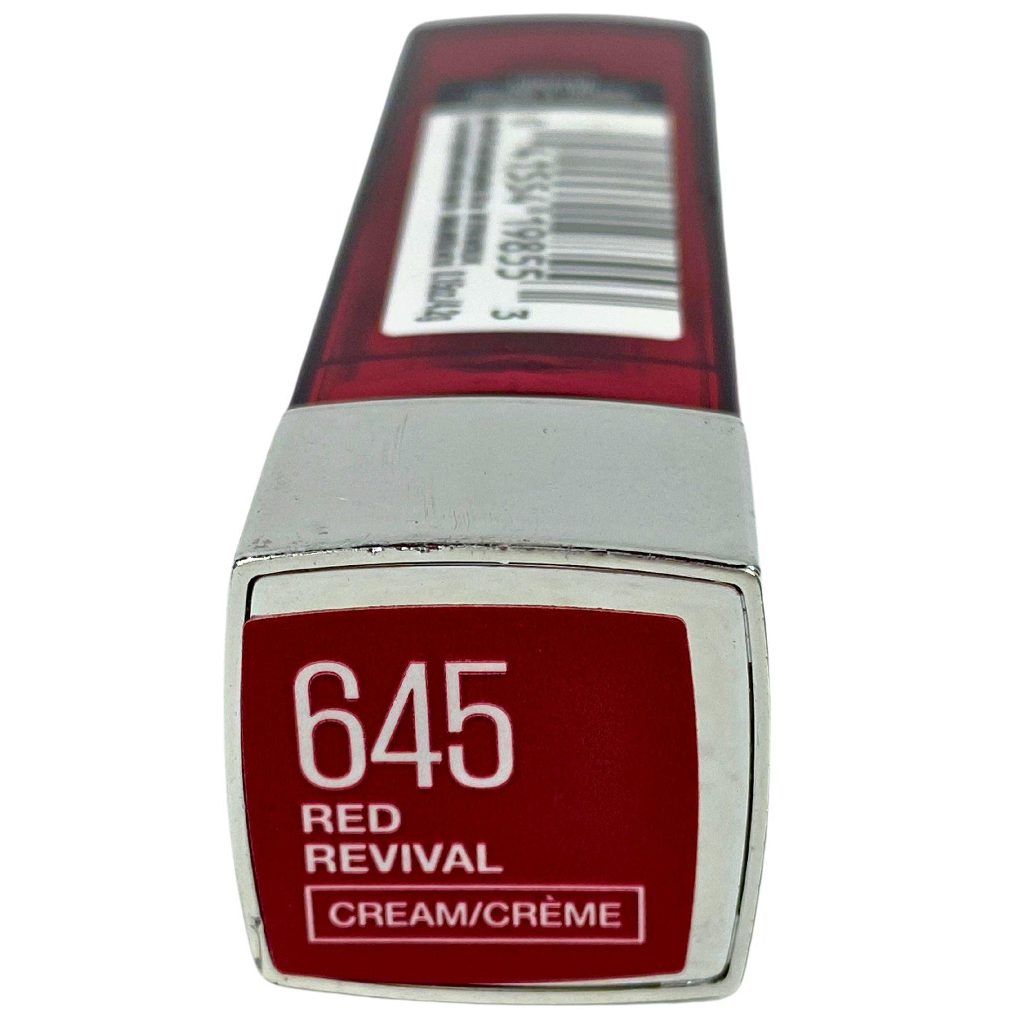 Maybelline Color Sensational Cream Lipstick - 645 Red Revival, 0.15 oz (50 Pcs Bulk) - Long Lasting Moisturizing Lip Color for Parties, Weddings & Everyday Wear