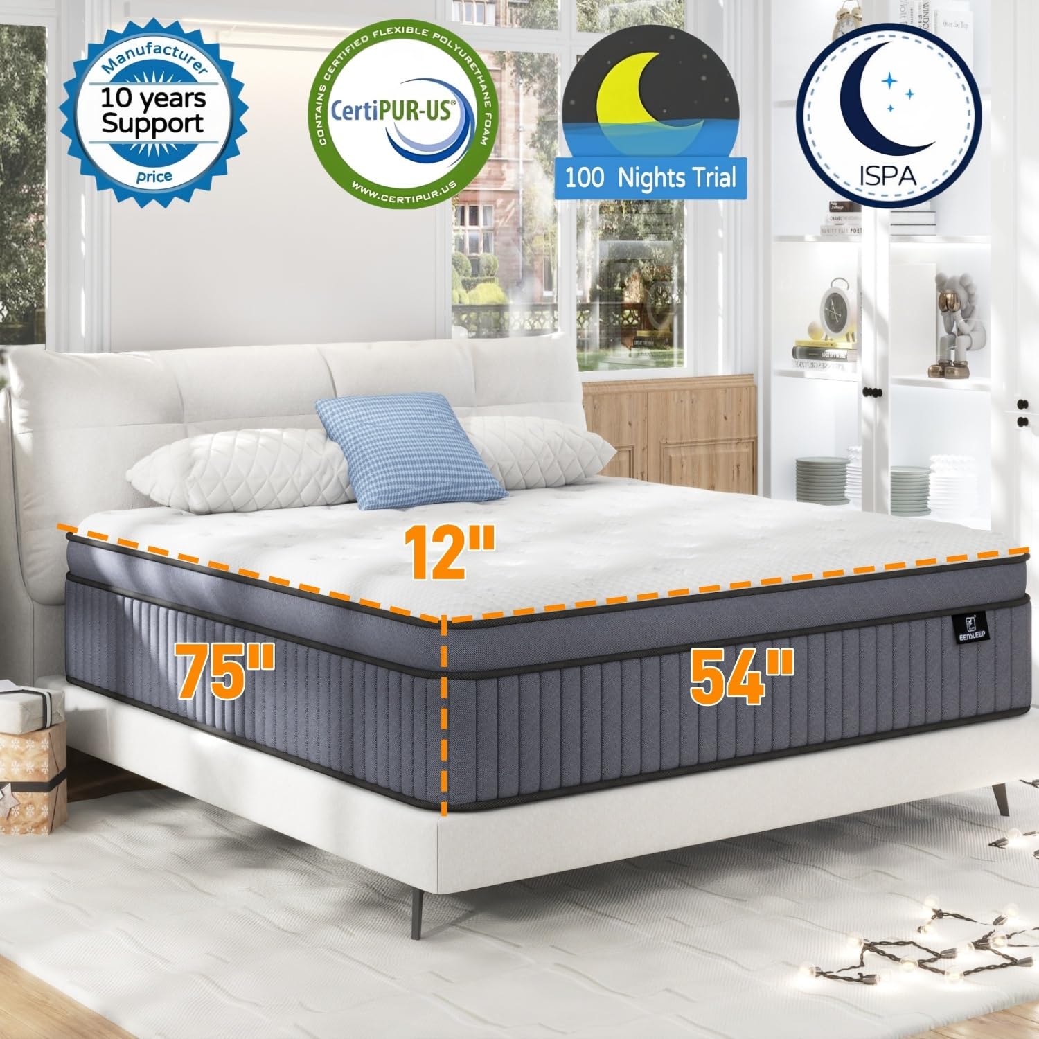 12 Inch Full Size Hybrid Mattress in a Box - Gel Memory Foam & Pocket Springs for Pressure Relief, Back Pain Support & Edge Reinforcement | Ideal for Side Sleepers, Couples & Guest Rooms