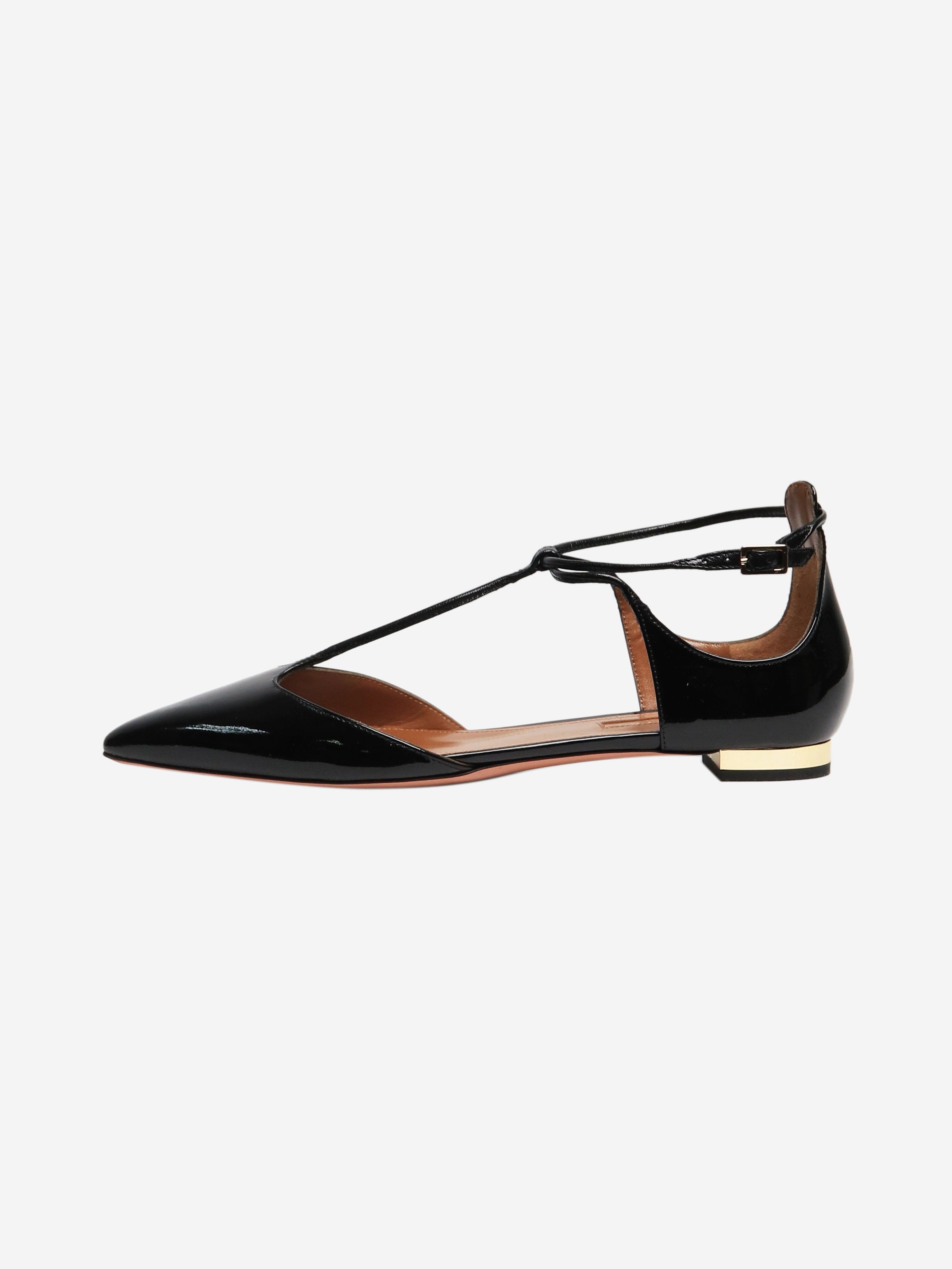 Black Patent Leather Flats for Women - Size EU 36 (US 6) - Comfortable & Stylish Shoes for Work, Office & Casual Wear
