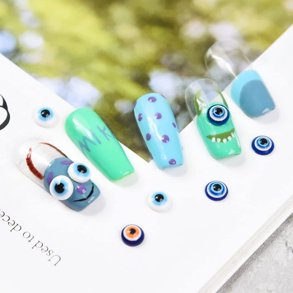 1 Box Hot Fashion Nail Art Charms - Wide Application Cute Kawaii Flatback Resin 3D Nail Decorations with Evil Eye Design (Style 4) for DIY Manicure, Nail Salon, Party & Wedding Nail Art
