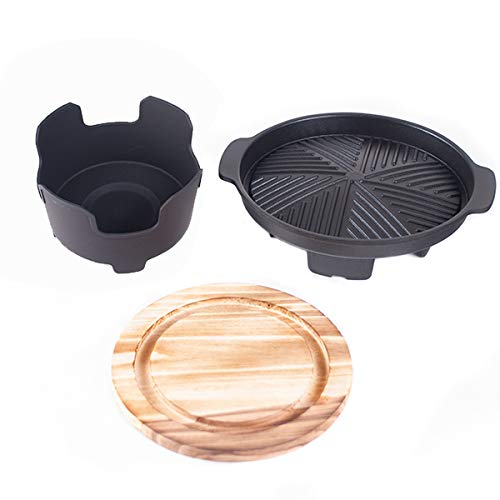 Premium 7-Inch Japanese & Korean Style Yakiniku Grill - Single Serving BBQ with Wooden Trivet & Burner Stove | Perfect for Indoor/Outdoor Cooking, Camping & Small Space Dining
