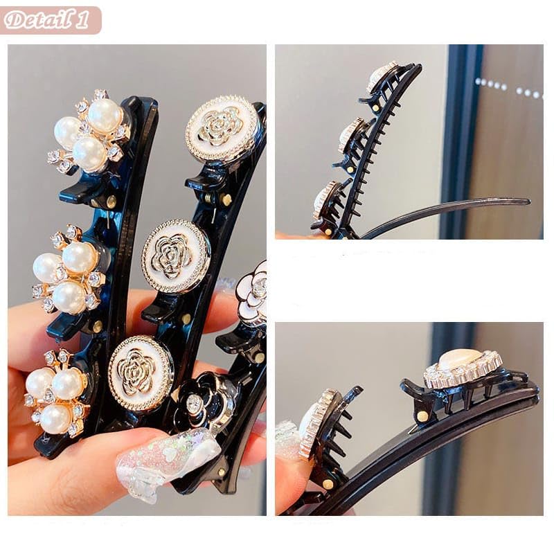 2 Pack Rhinestone Hair Clips for Women - Elegant Braided Flower Barrettes with Sparkling Crystals | Hair Accessories for Long Hair, Weddings, Parties & Special Occasions