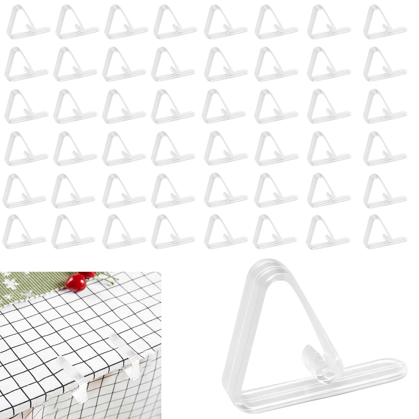 48 Pcs Clear Plastic Tablecloth Clips for Outdoor Picnic Tables - Heavy Duty Table Cover Clamps for Party Events, Weddings, BBQs - Securely Hold Table Skirts & Tablecloths in Windy Conditions