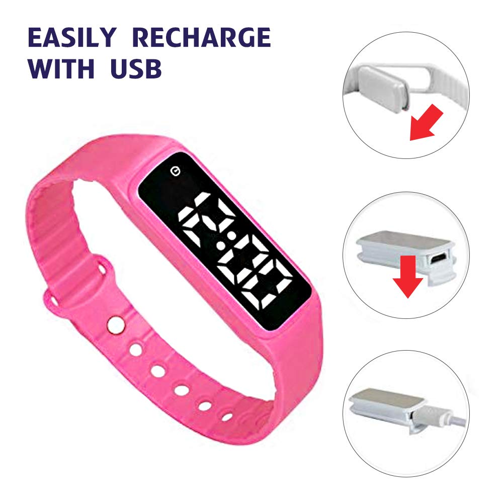 **Potty Training Watch for Kids - Silent Vibrating Alarm & Pill Reminder with Countdown Timer (Light Pink) - Perfect for Toilet Training, Medication Reminders & Daily Routines**