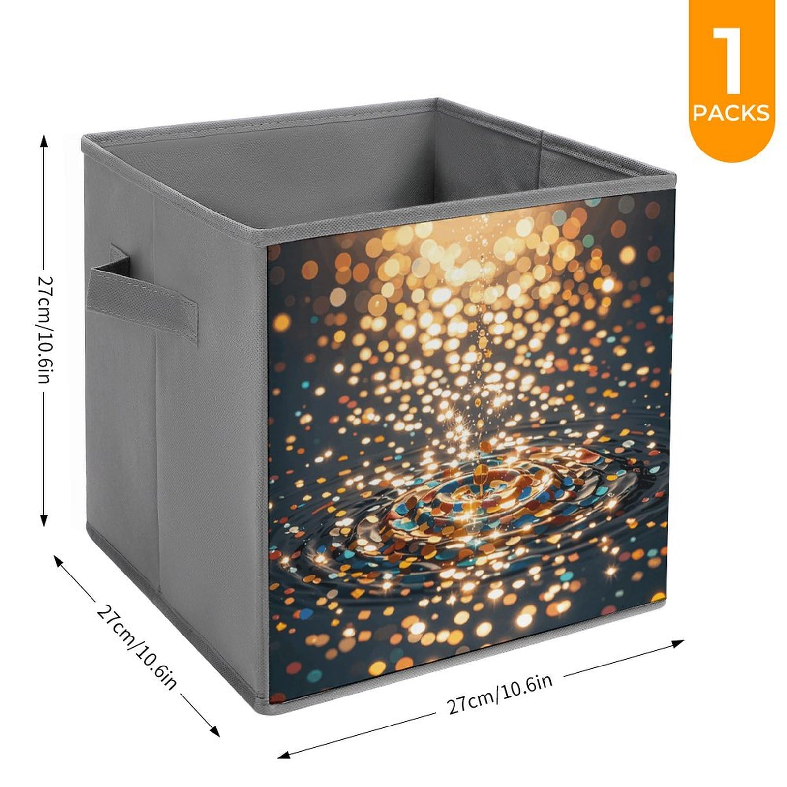 Gradient Sequin Storage Bins - Collapsible Organizer Box with Handle for Shelves & Home Decor