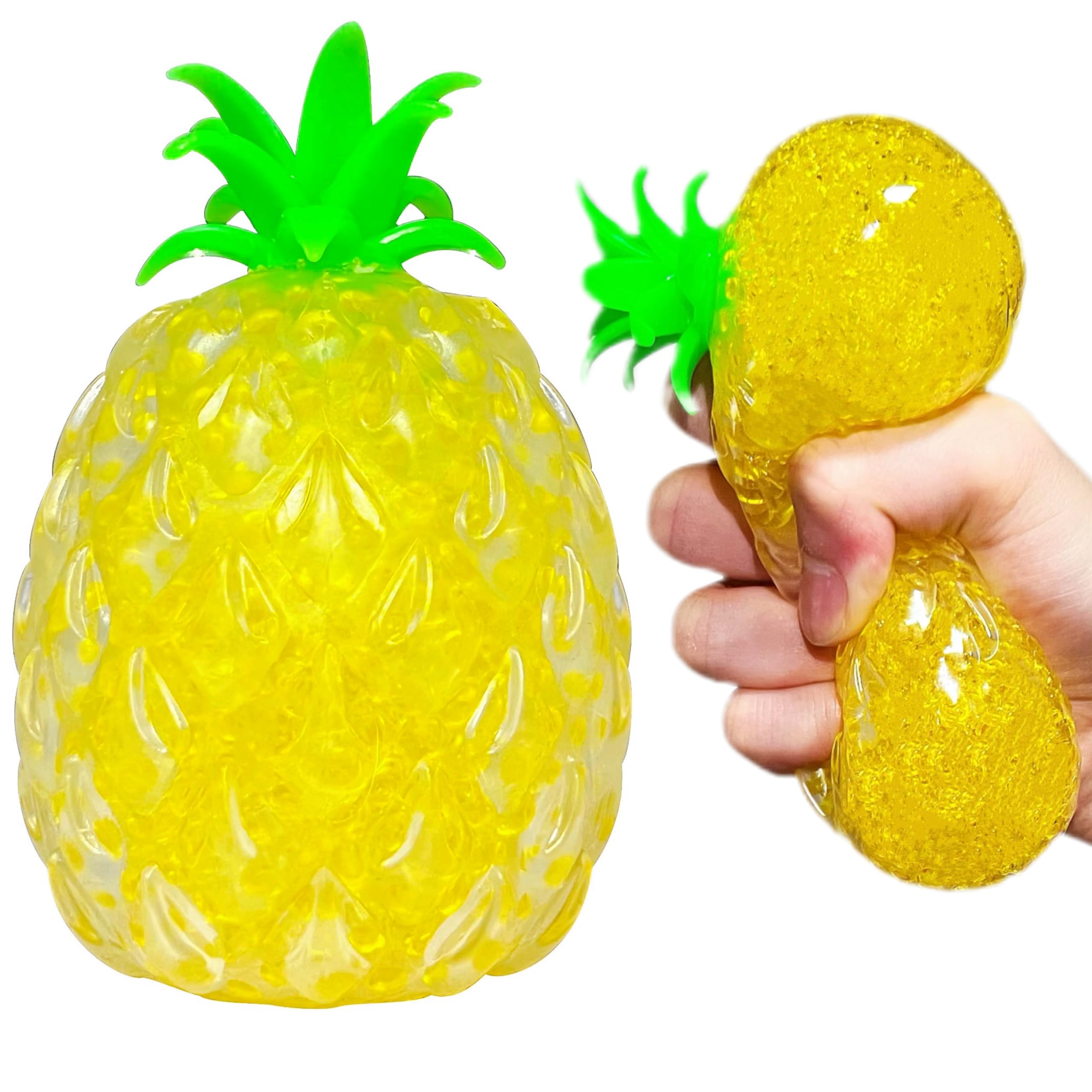 Pineapple Squishy Stress Ball (1 Pack) - Stretchy Fruit Stress Relief Toy for Adults & Kids - Perfect for Relaxation, Focus, Anxiety Relief - Great as Vase Filler, Home Decor, Christmas Ornaments & Easter Basket Stuffers