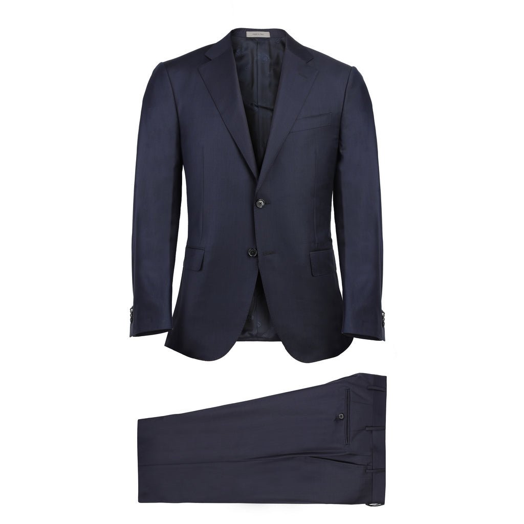 Premium CORNELIANI Bi-Stretch Wool Suit for Men - Navy Blue Slim Fit Business Attire | Perfect for Office, Weddings & Formal Events