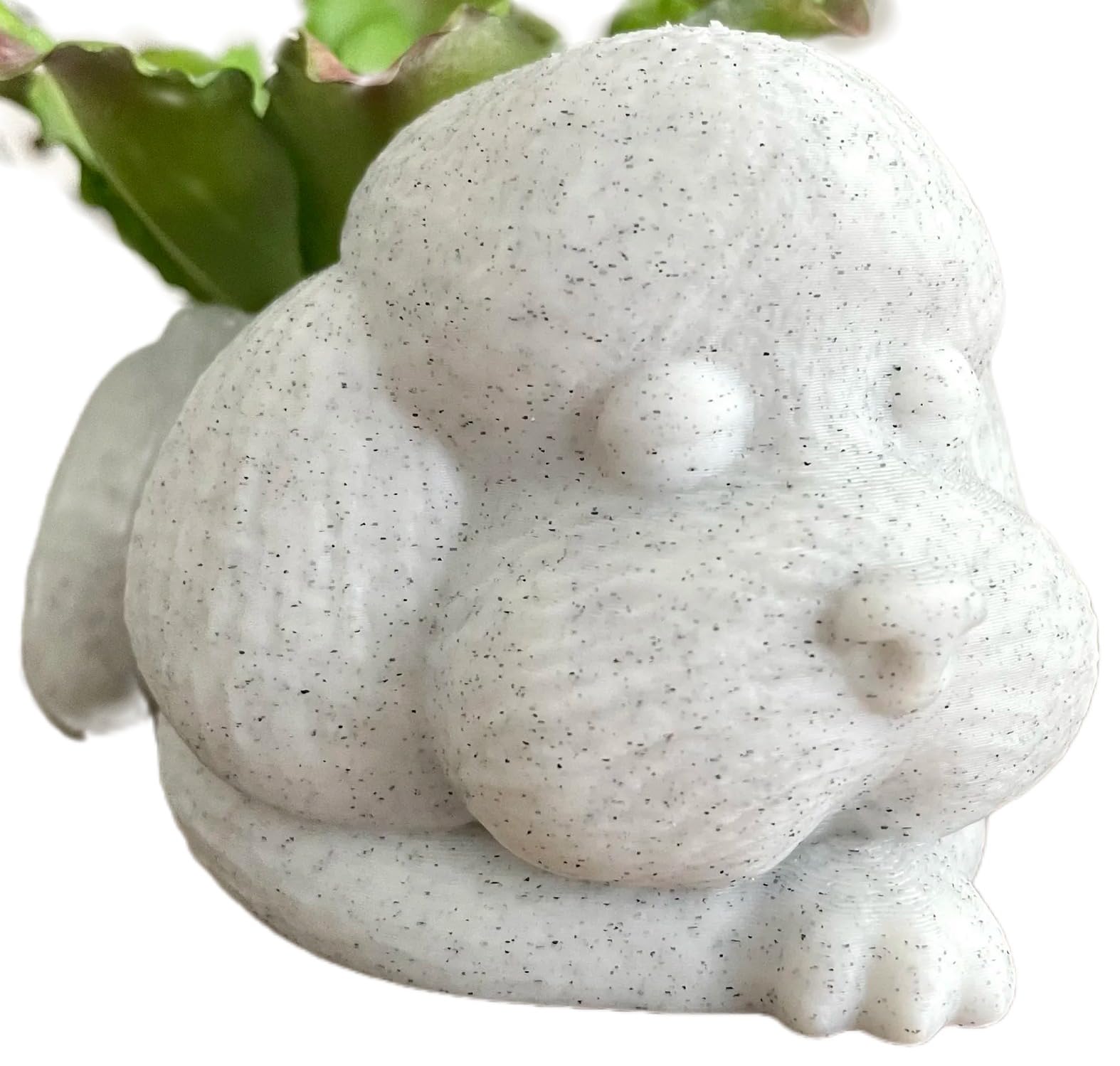 Sleeping Poodle Planter - Marble White Ceramic Flower Pot for Succulents | Cute Dog Decor for Home, Office Desk & Garden