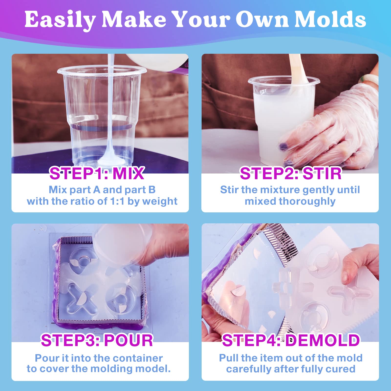 Premium LET'S RESIN Silicone Mold Making Kit - 43oz Platinum Liquid Silicone Rubber with Mold Housing & Mixing Cups | Fast-Cure Food-Grade for Resin Casting, DIY Crafts, Soap Molds & Jewelry Making | Perfect for Epoxy Art, Candle Making & Home Decor Projects