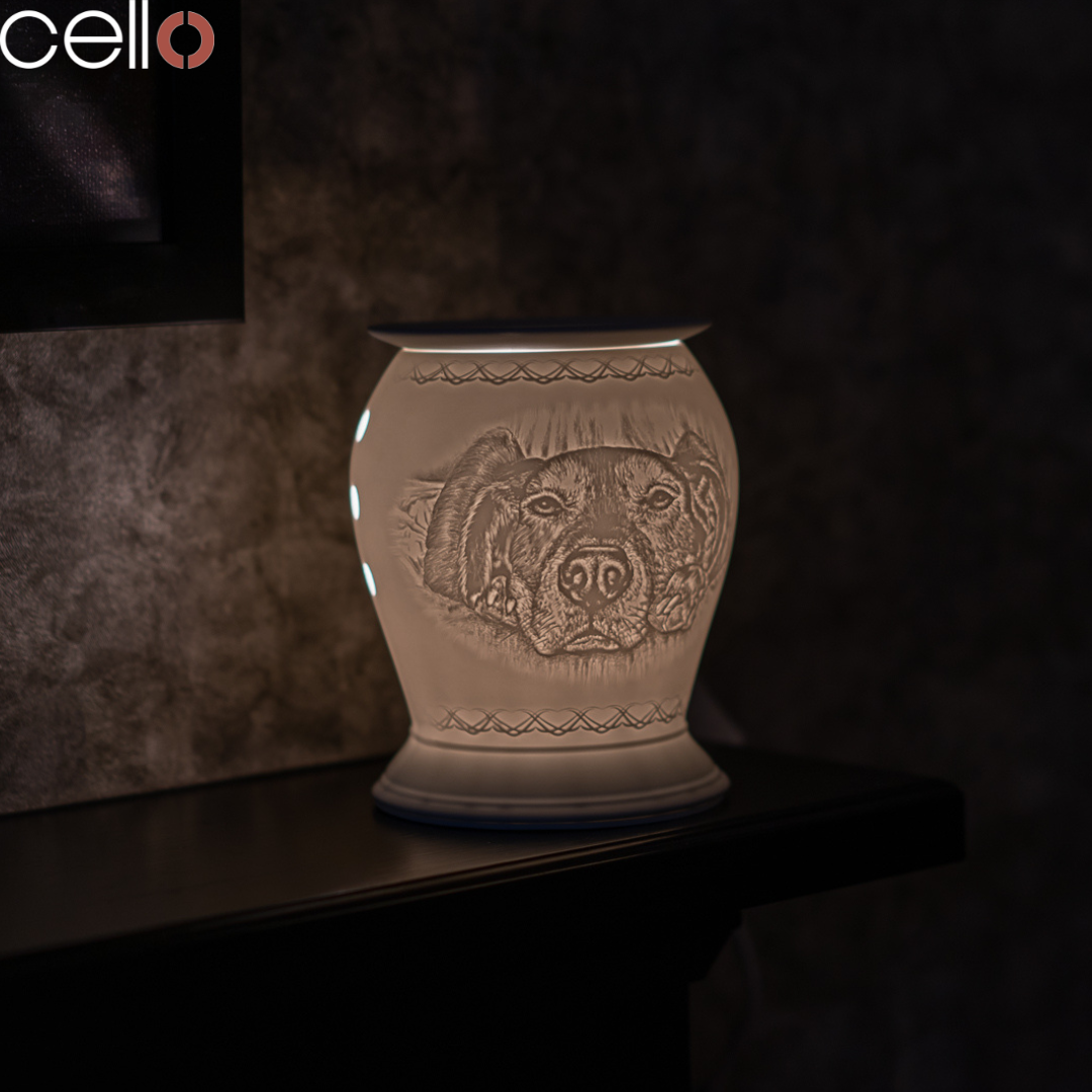Electric Wax Warmer for Candles - Porcelain Barrel Design with Dog Motif - Perfect for Home Aromatherapy, Gifts & Relaxation