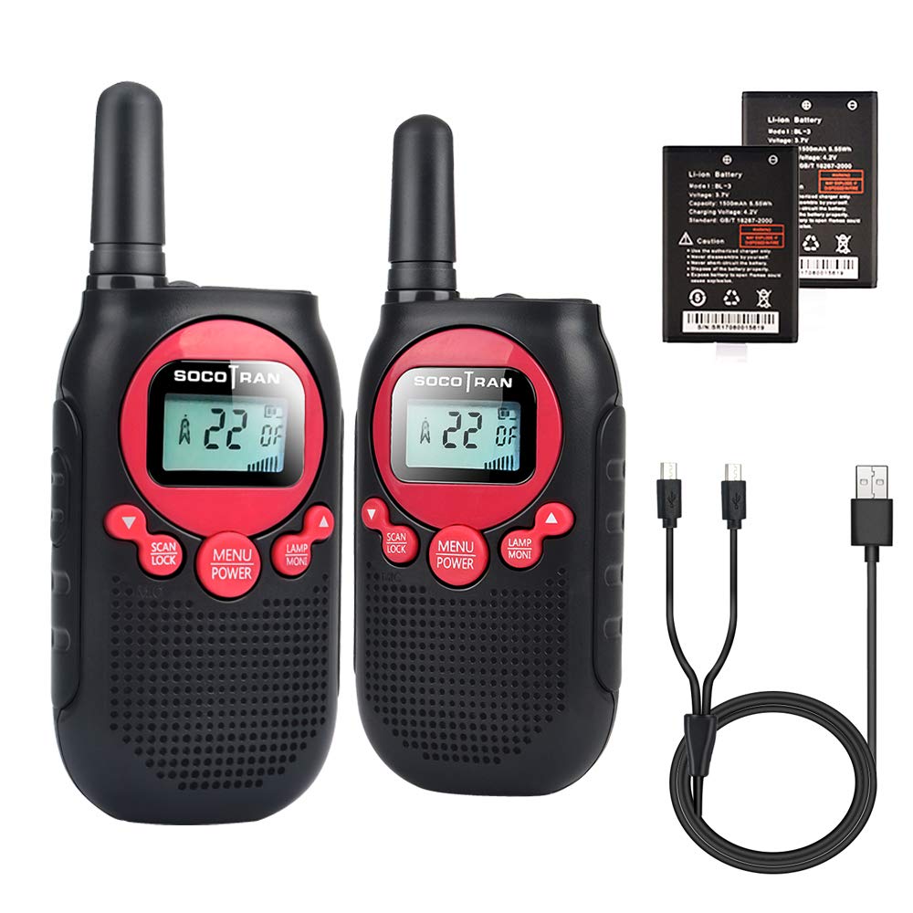 Long Range Walkie Talkies for Adults - 5 Miles Rechargeable Two Way Radios with USB Charger, 22CH, VOX, Flashlight & LCD - 2 Pack for Camping, Hiking, Road Trips & Outdoor Adventures (Li-ion Battery)