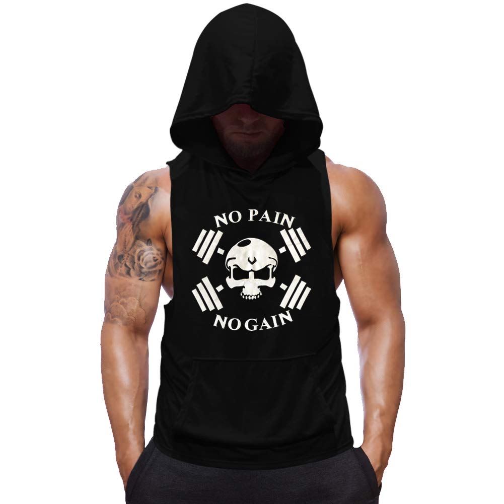 SZKANI Men's Skull Print Sleeveless Workout Tank Top - Gym Bodybuilding Stringer Vest for Fitness Training & Muscle Building - Perfect for Weightlifting, CrossFit & Summer Workouts